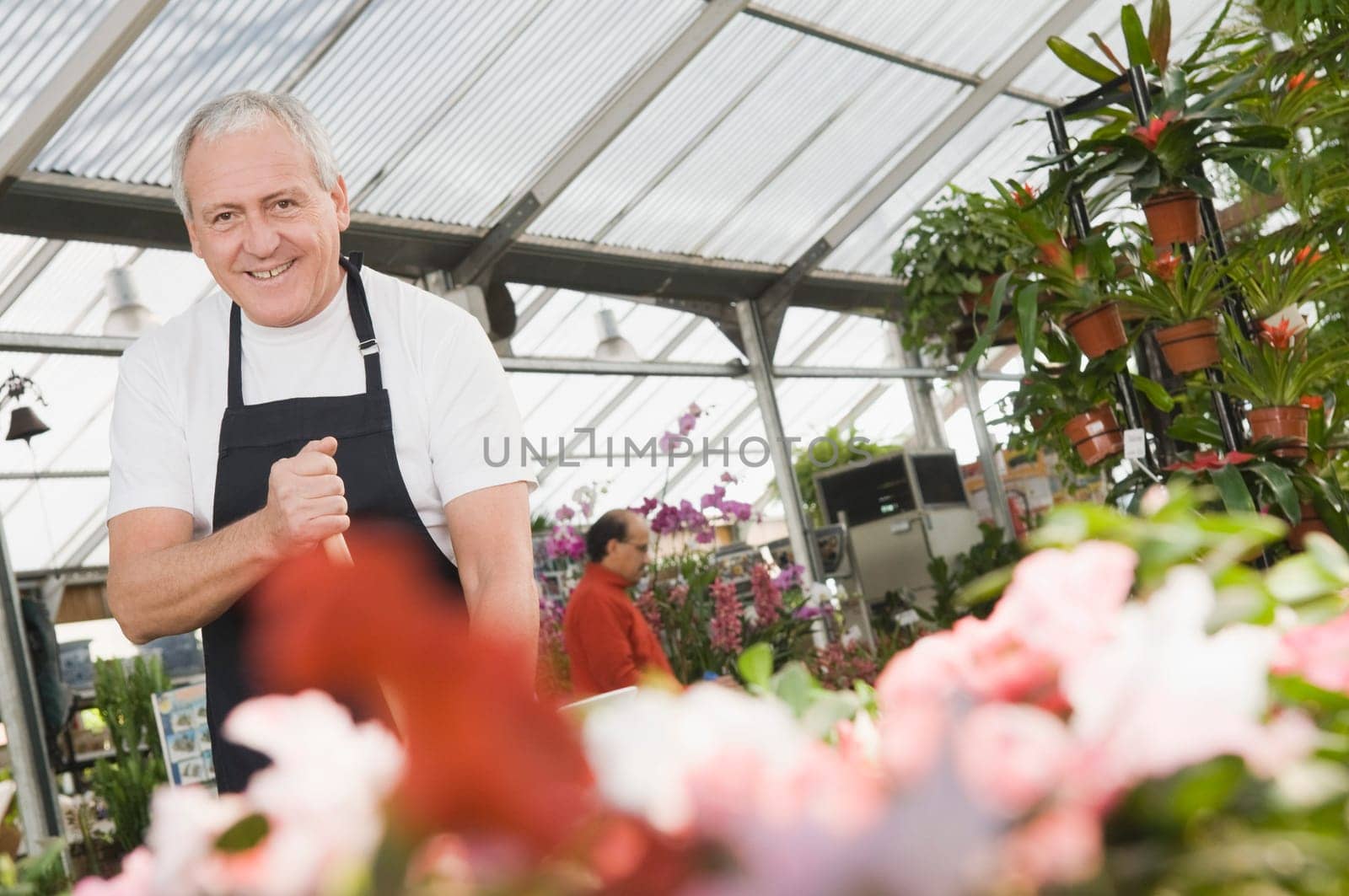 Man working in a garden center