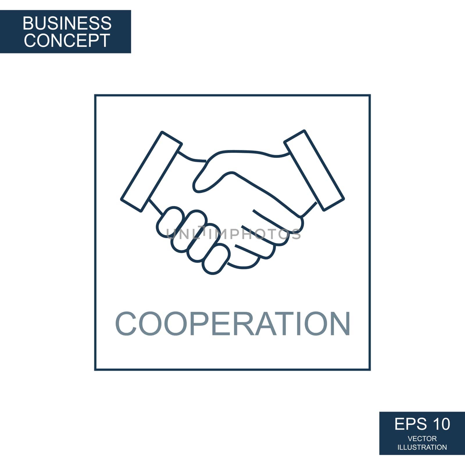 Business concept, web icon from thin lines. Collaboration - Vector illustration