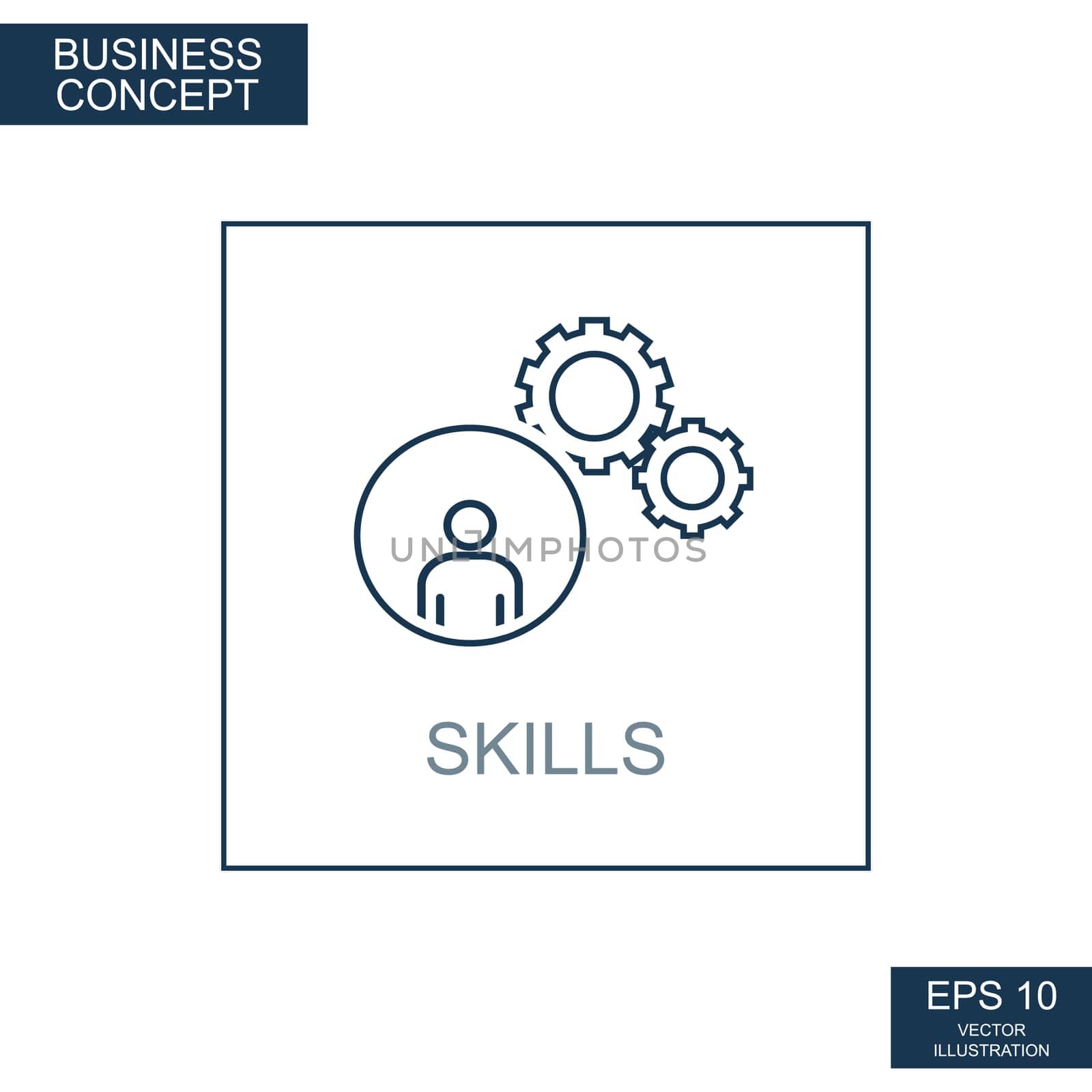 Business concept, web icon from thin lines. Skill - Vector illustration