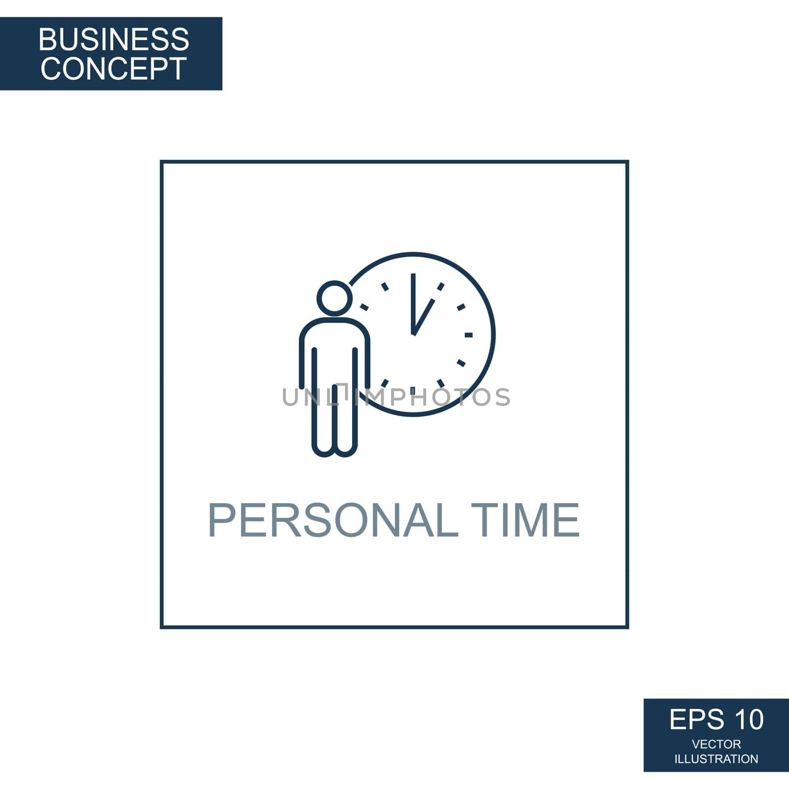 Business concept, web icon from thin lines. Personal Time - Vector illustration