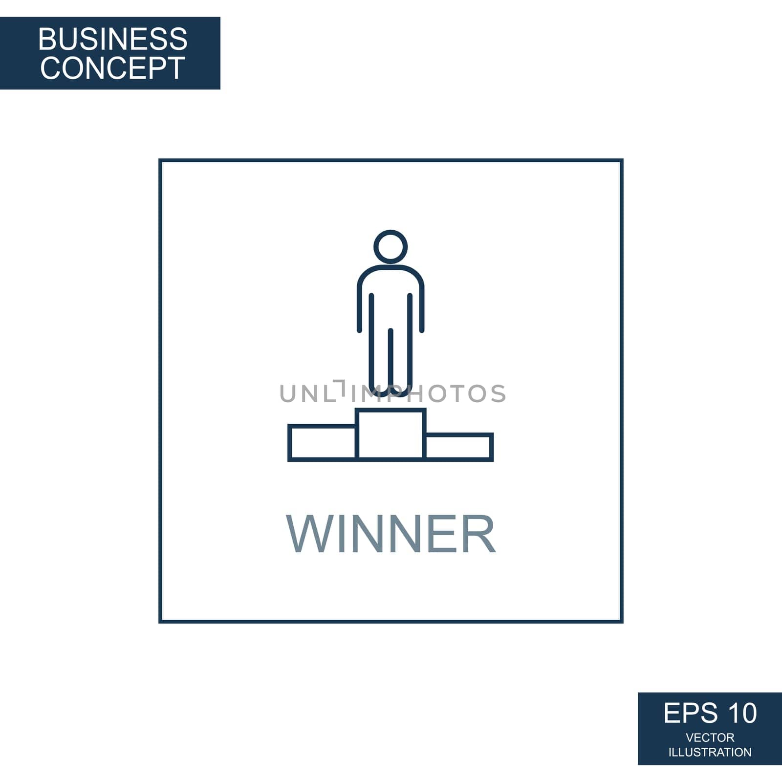 Business concept, web icon from thin lines. Winner - Vector illustration