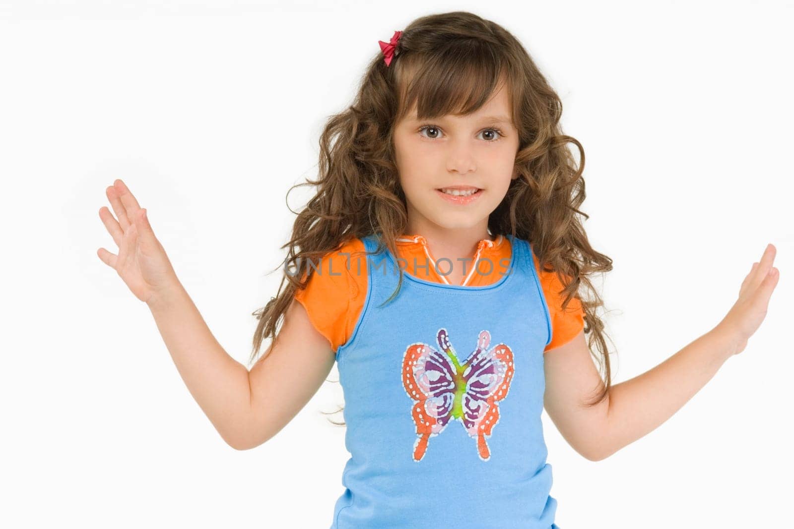 Portrait of a girl smiling with her arms outstretched