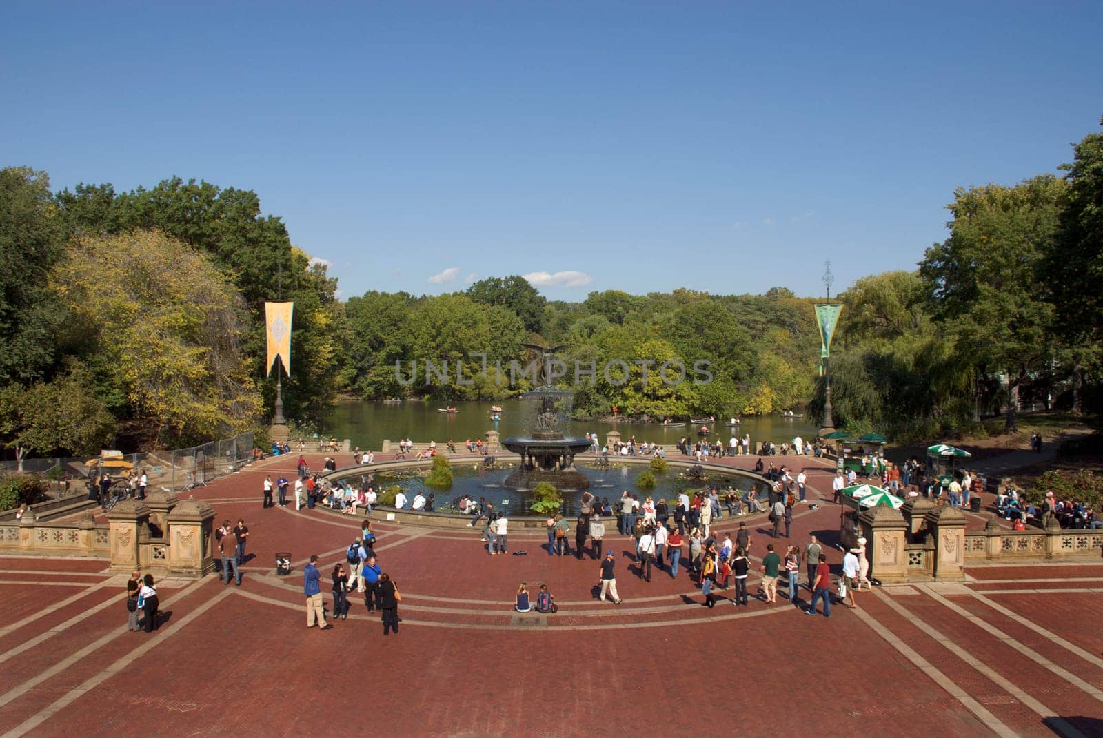 High angle view of tourists in a park