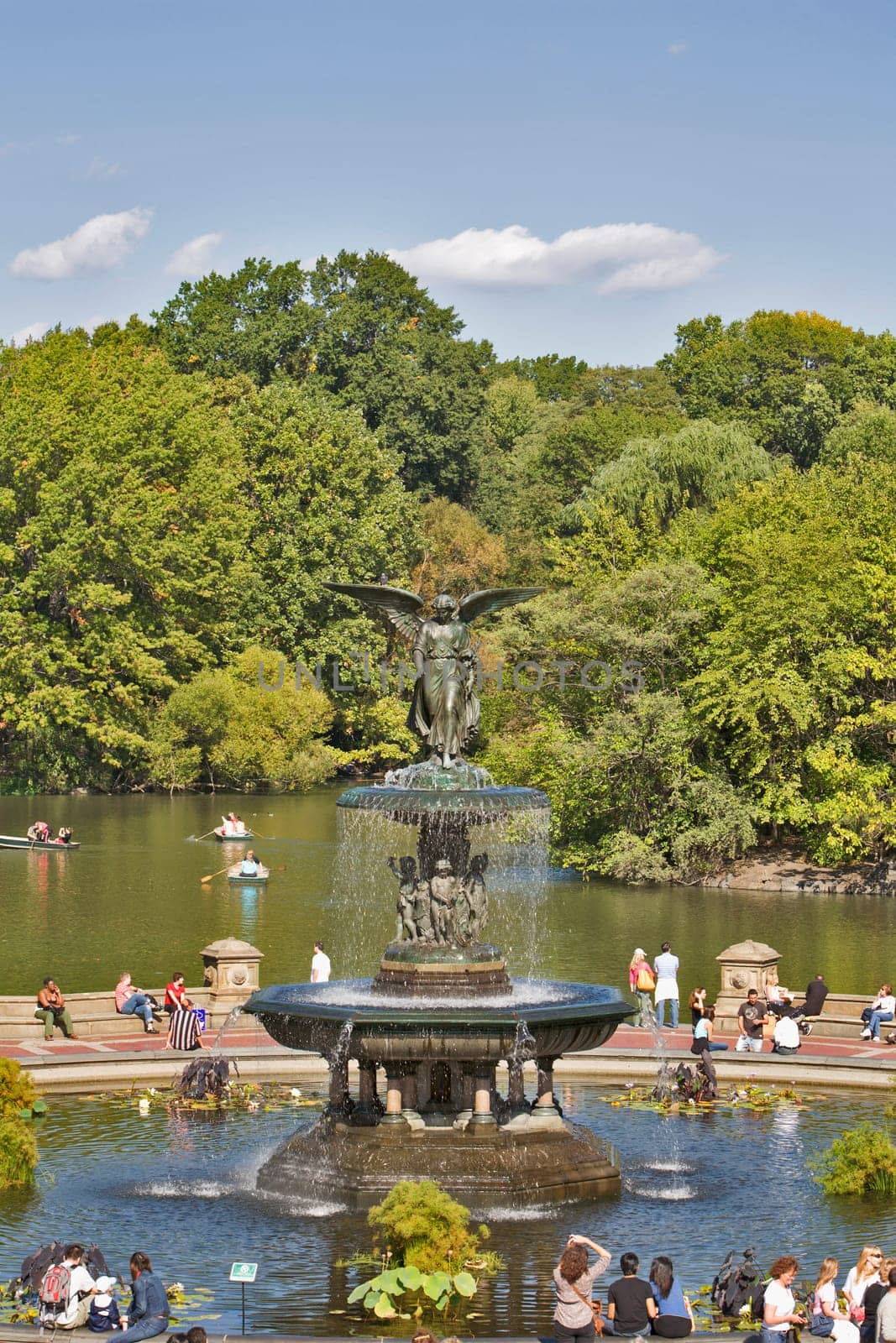 High angle view of tourists in a park