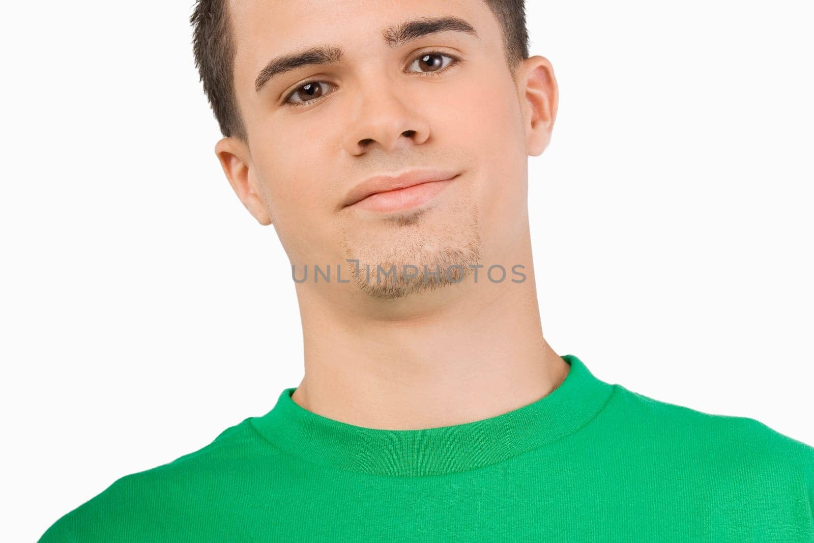 Portrait of a young man smirking
