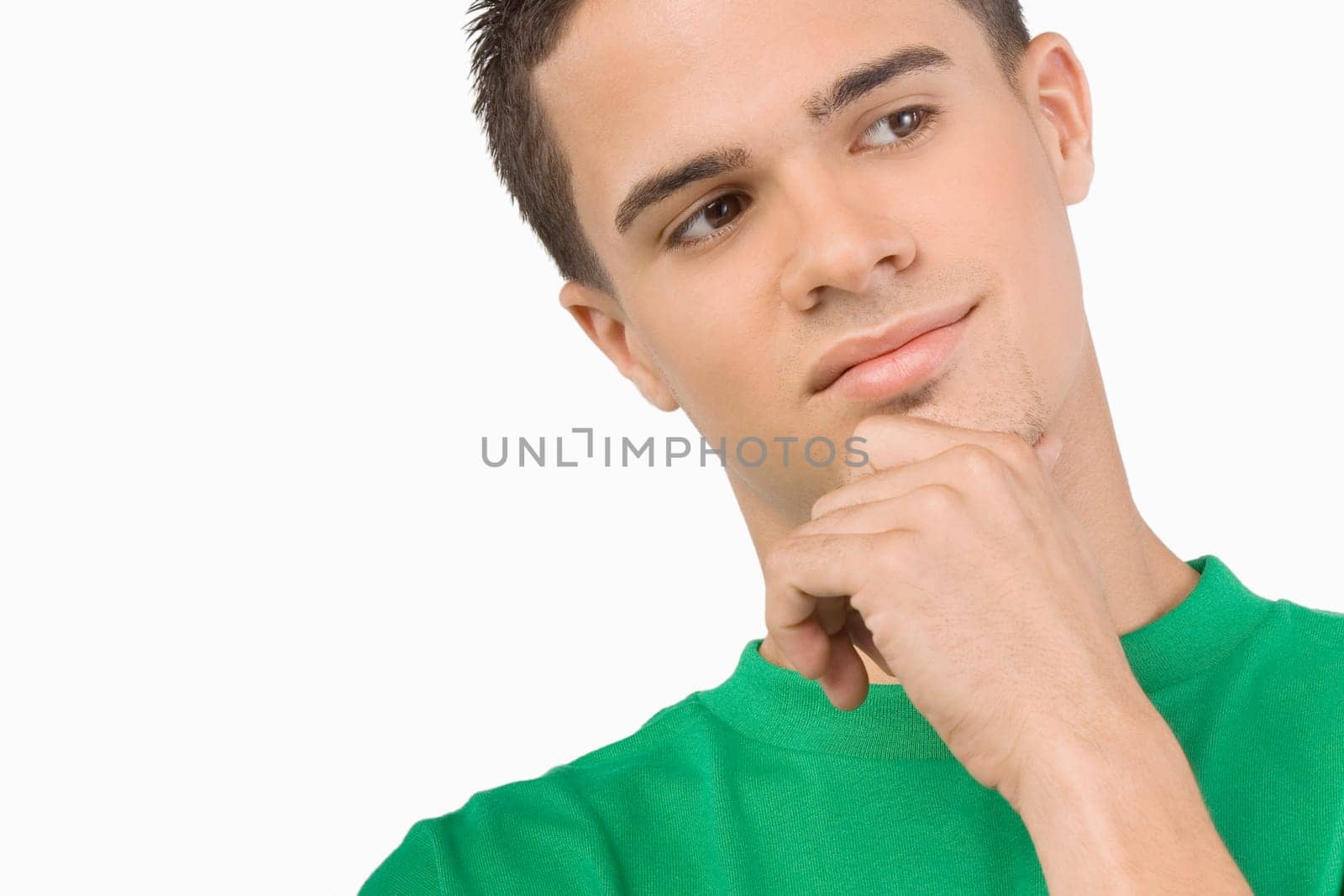 Close-up of a young man thinking