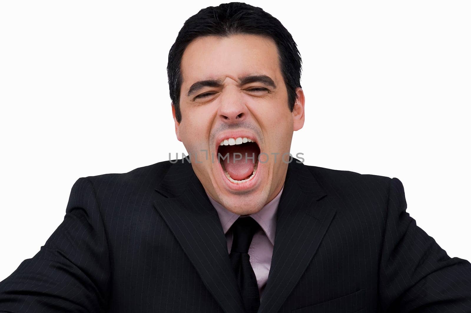 Close-up of a businessman shouting