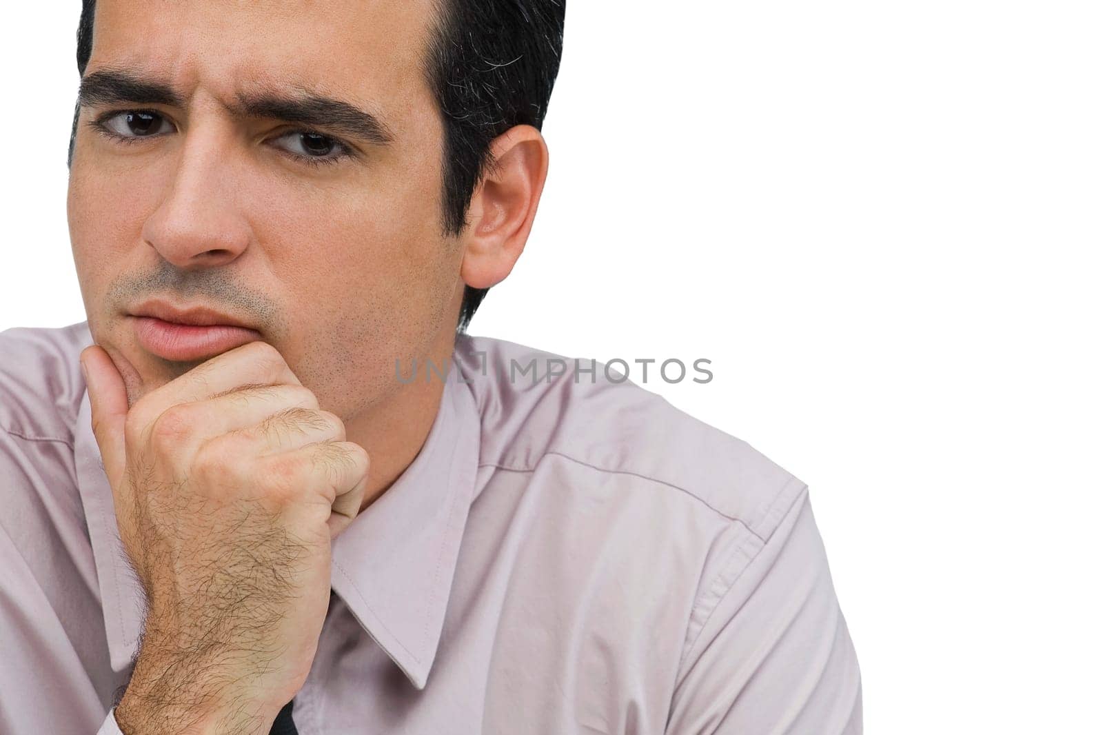 Portrait of a businessman thinking with his hand on his chin