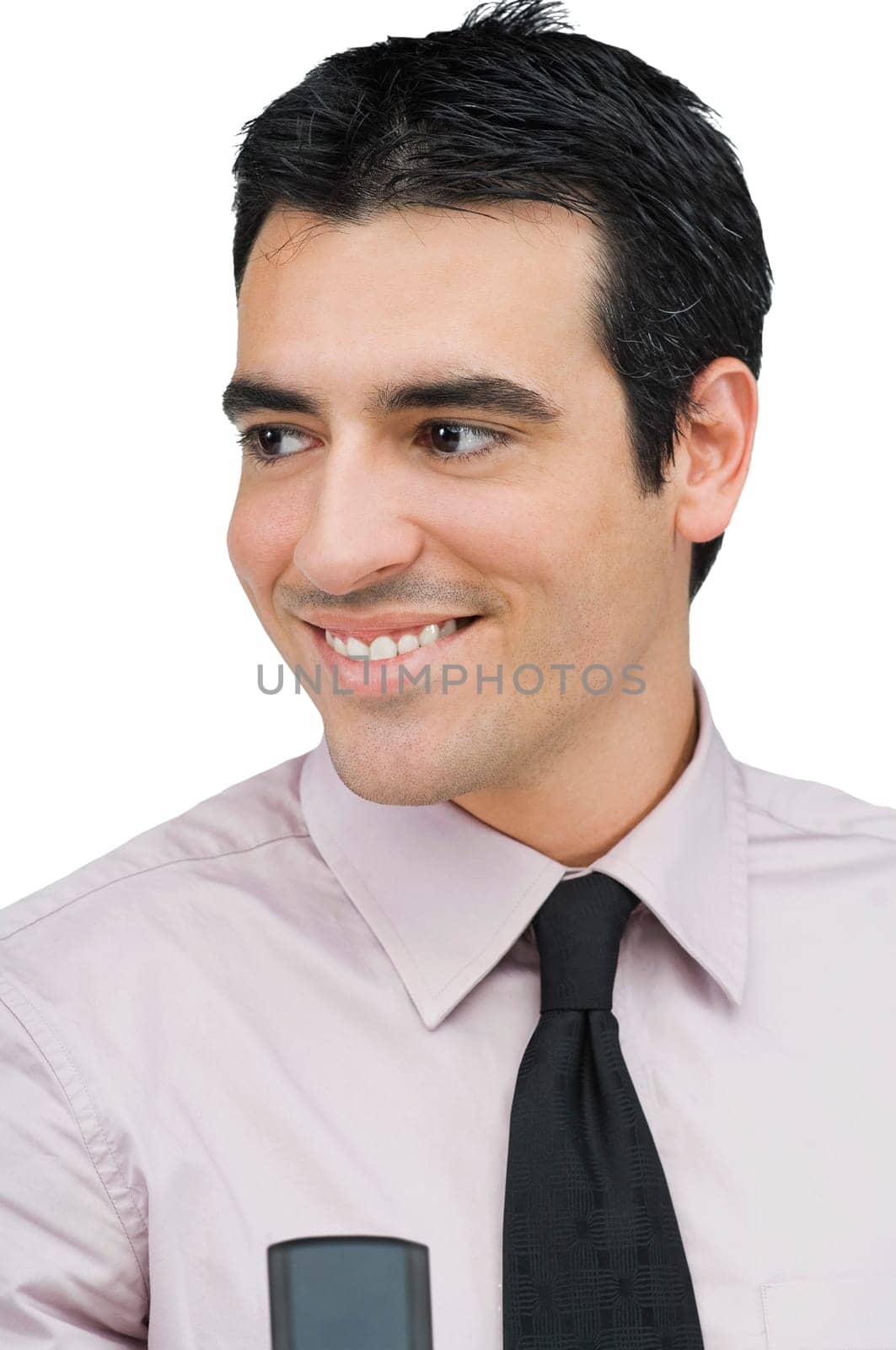 Close-up of a businessman with a mobile phone