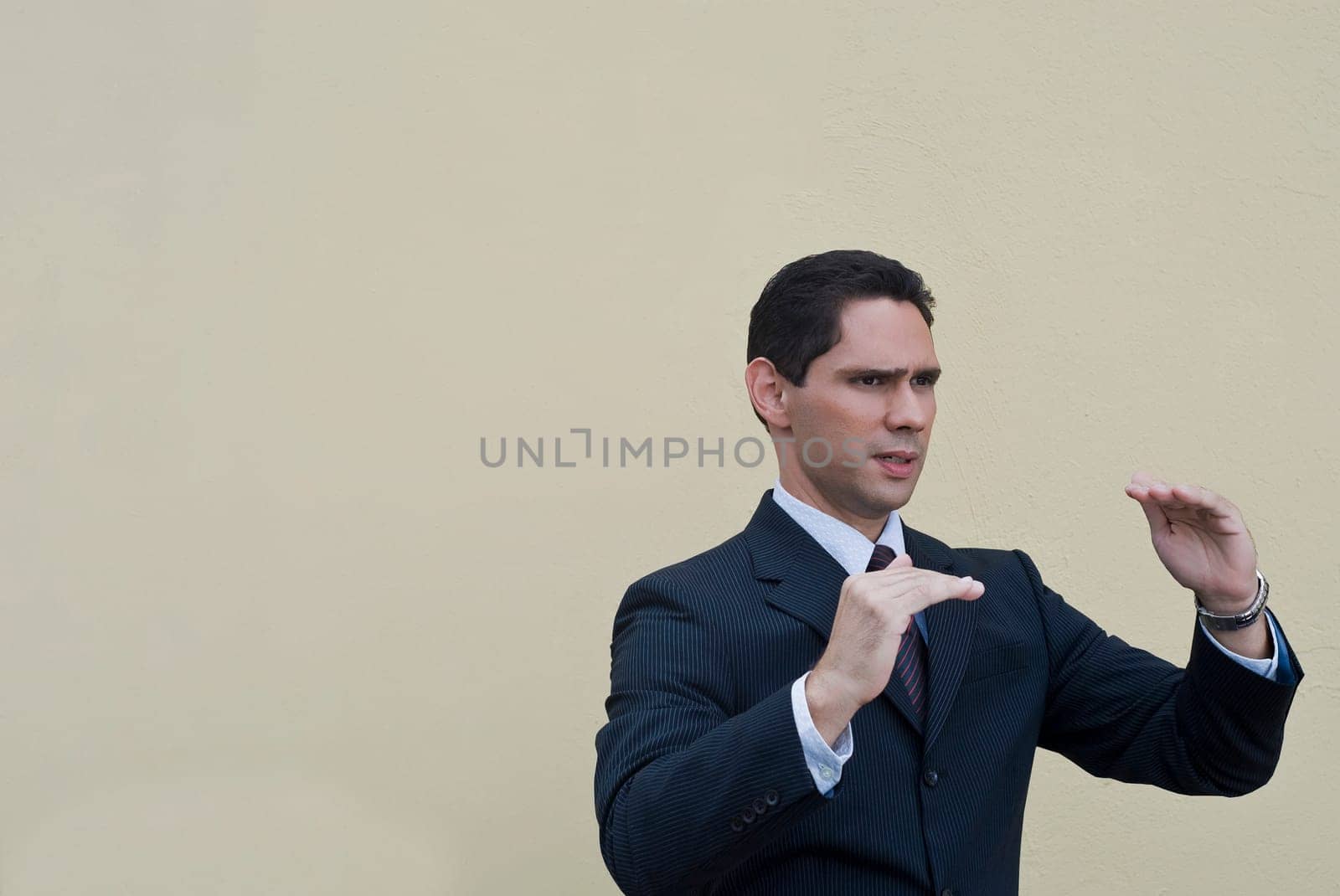 Businessman gesturing