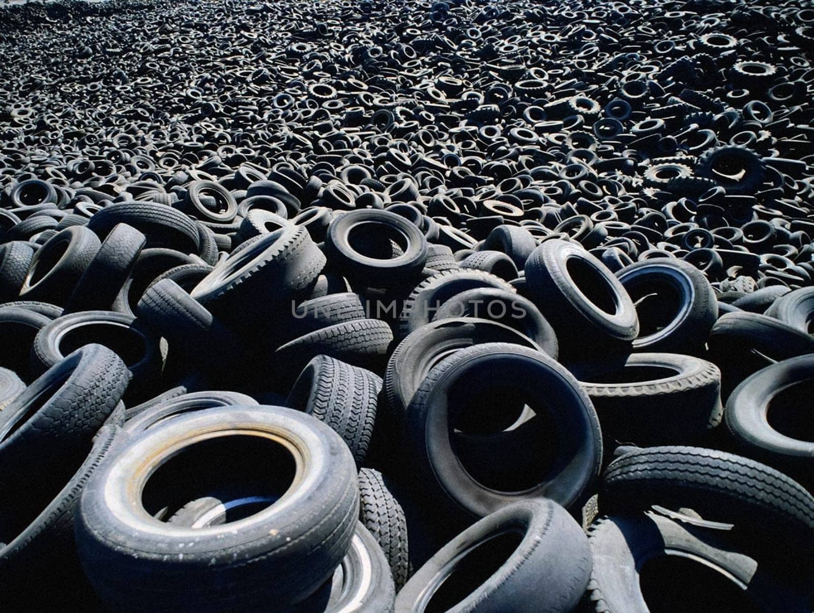 A huge number of old tires. A huge number of old tires.