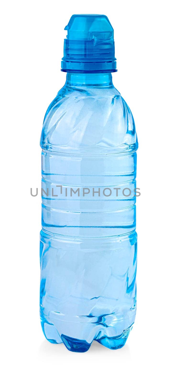 The blue Soda water bottle. Isolated on white