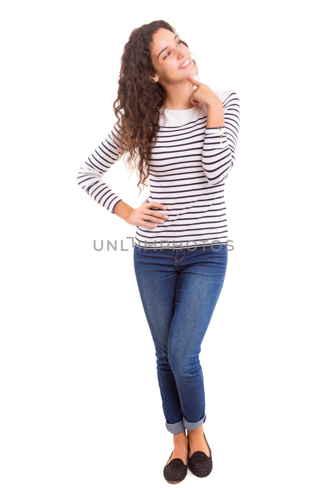 Studio shot of a beautiful young casual woman