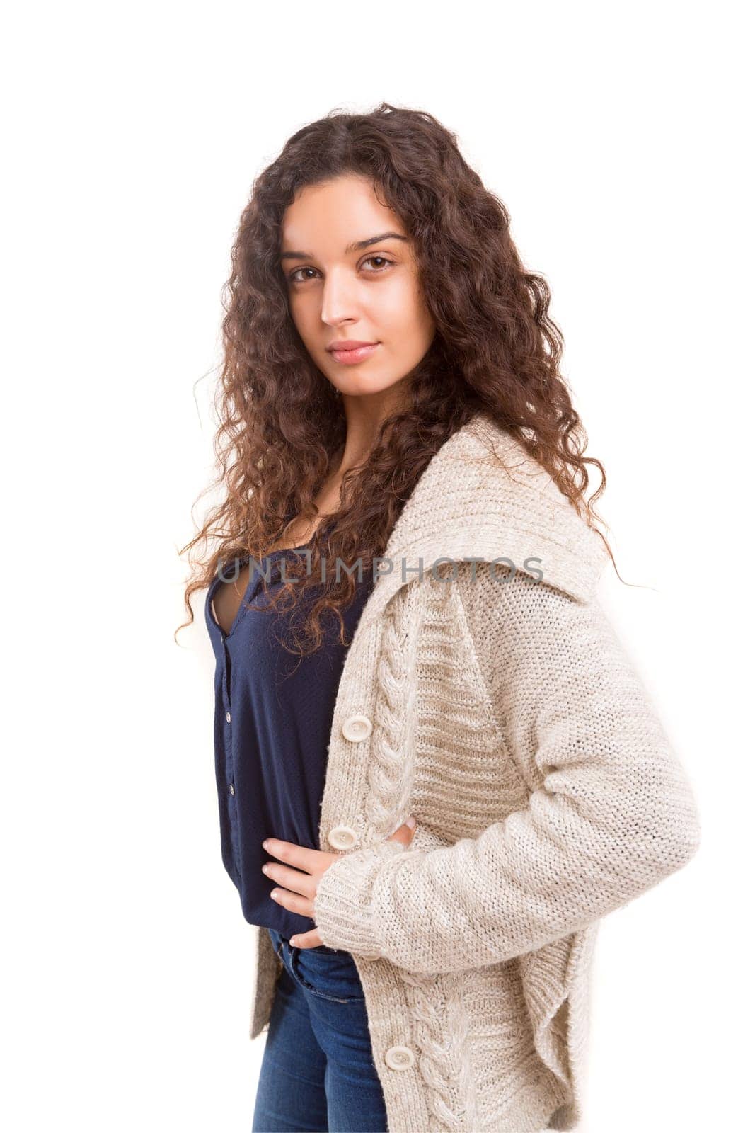 Studio shot of a beautiful young casual woman