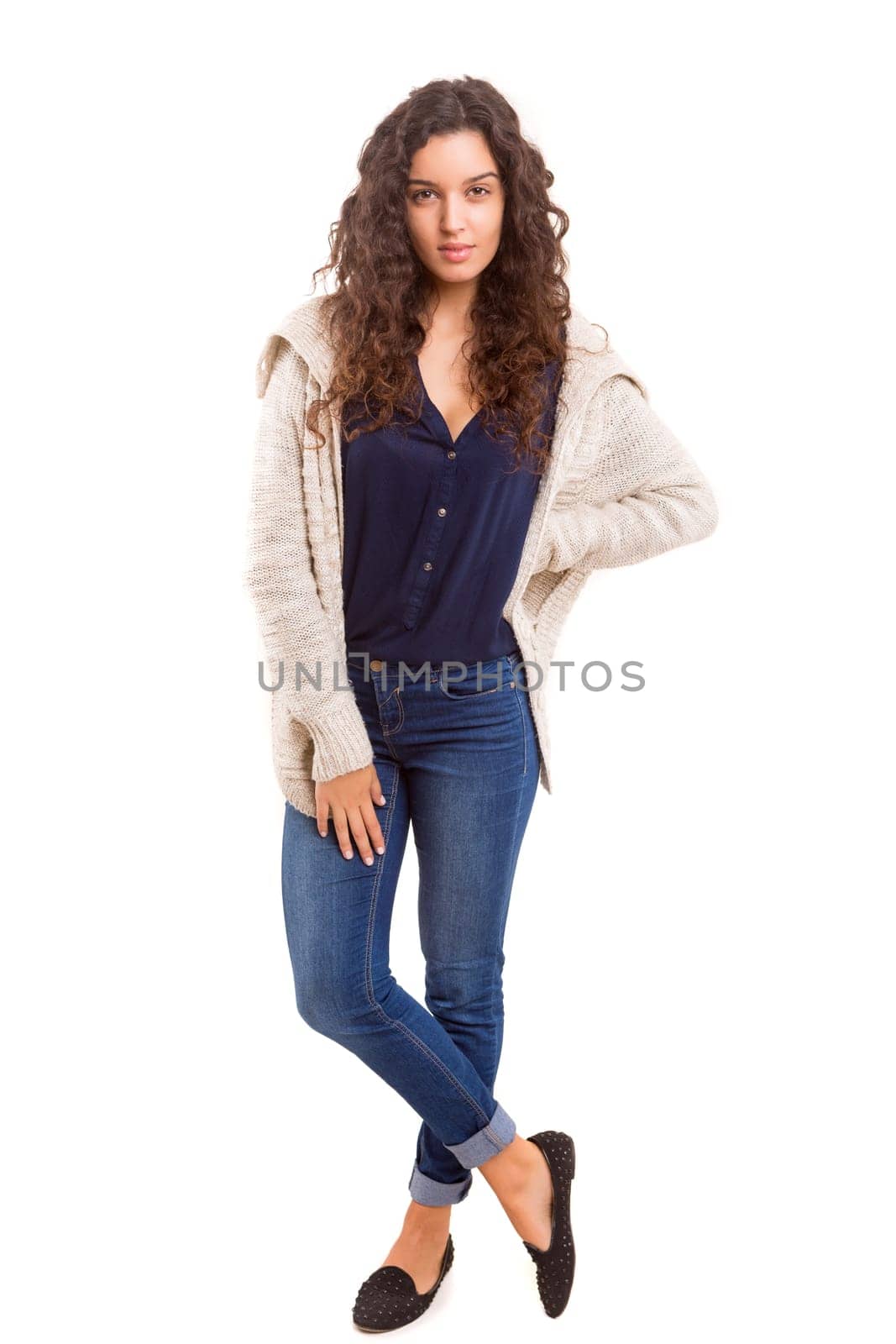 Studio shot of a beautiful young casual woman