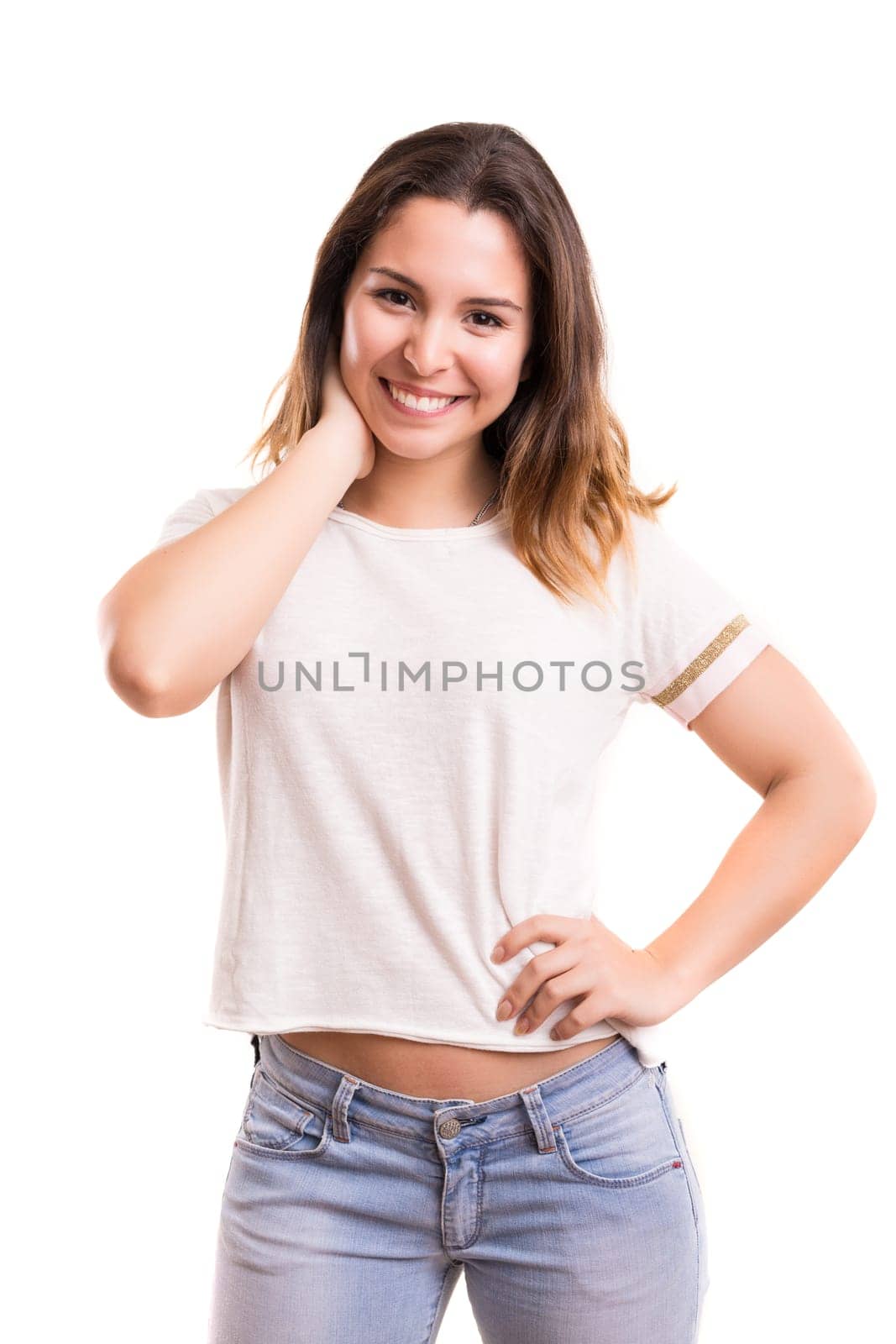 Studio shot of a beautiful young casual woman