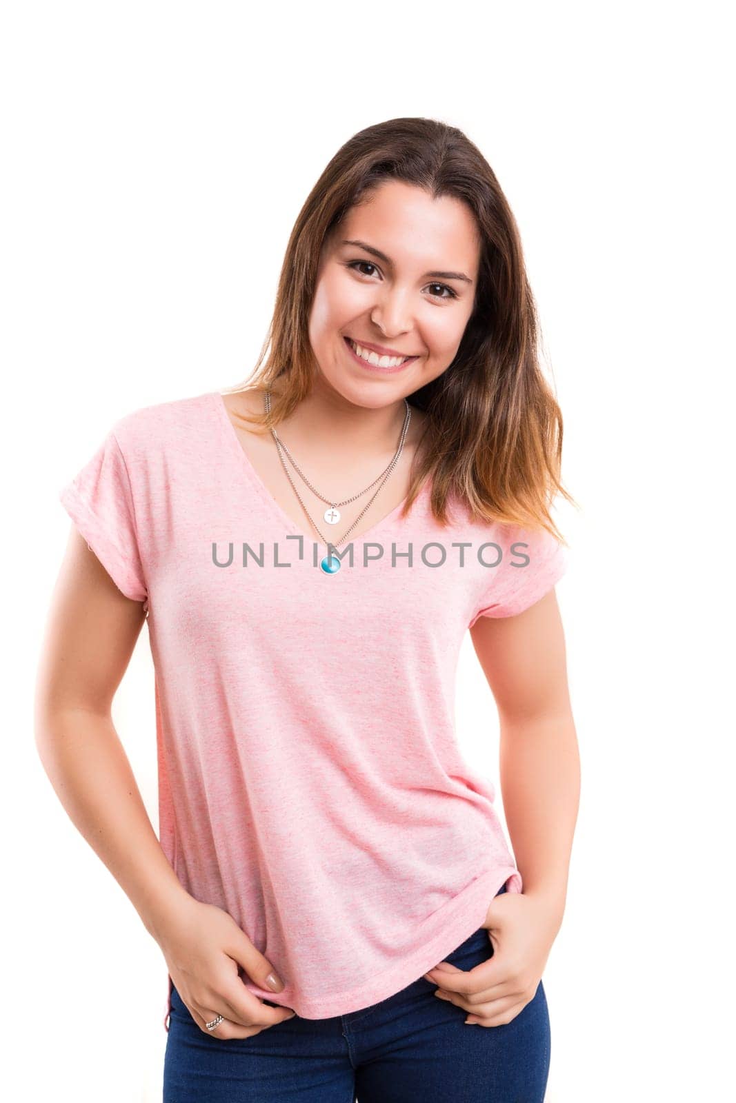 Studio shot of a beautiful young casual woman