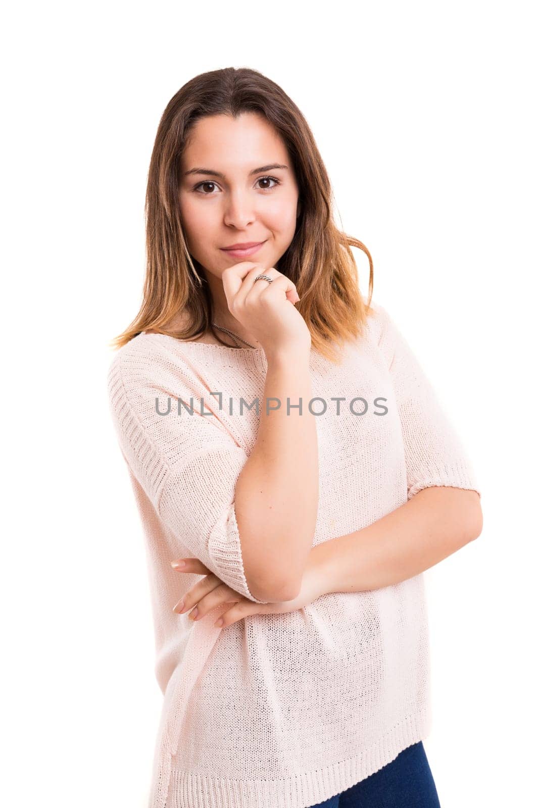 Studio shot of a beautiful young casual woman