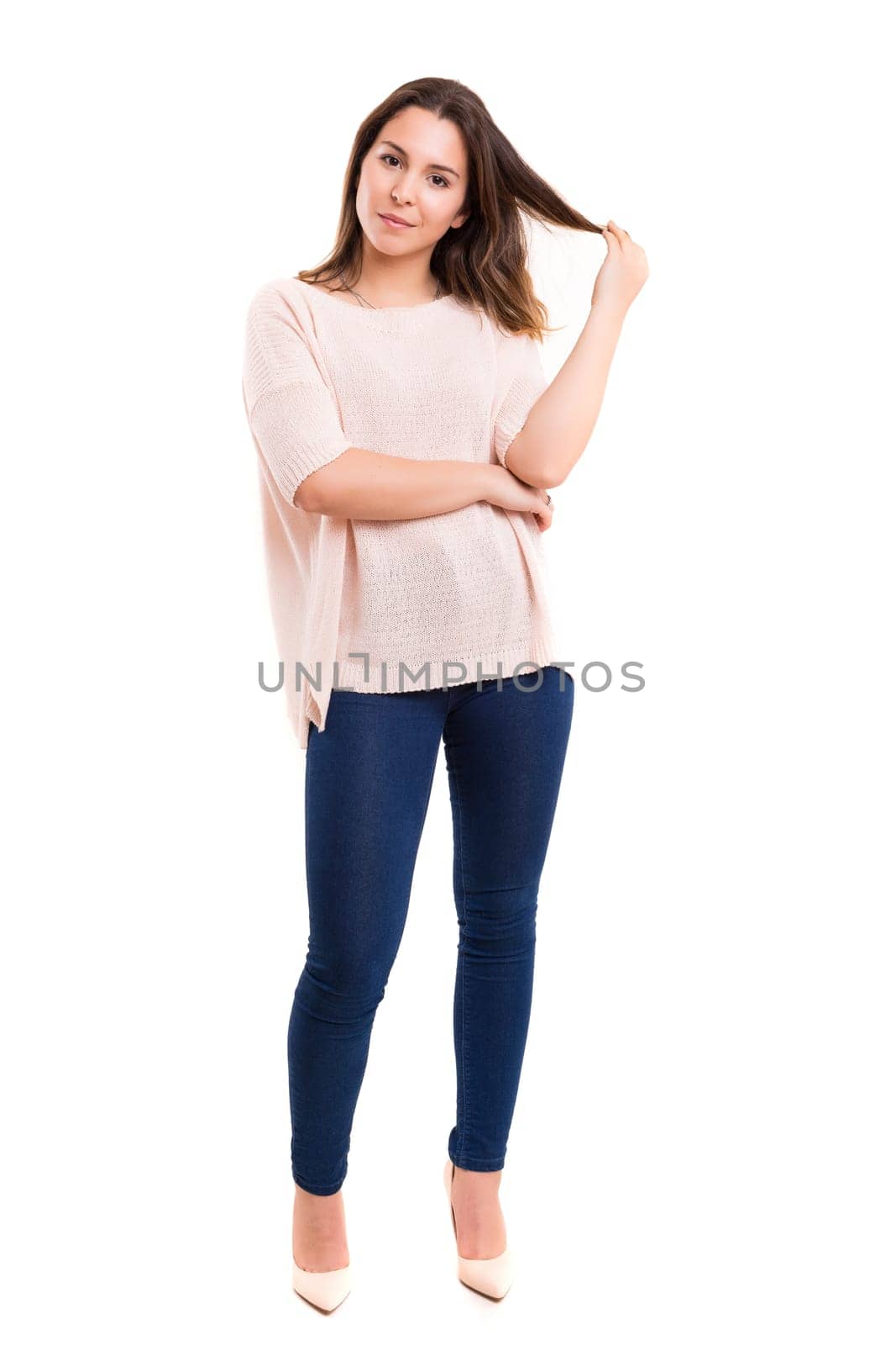 Studio shot of a beautiful young casual woman