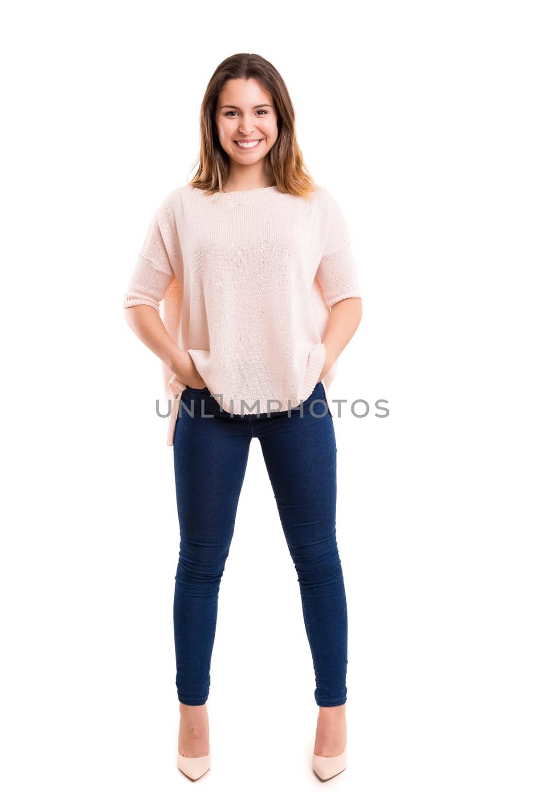 Studio shot of a beautiful young casual woman