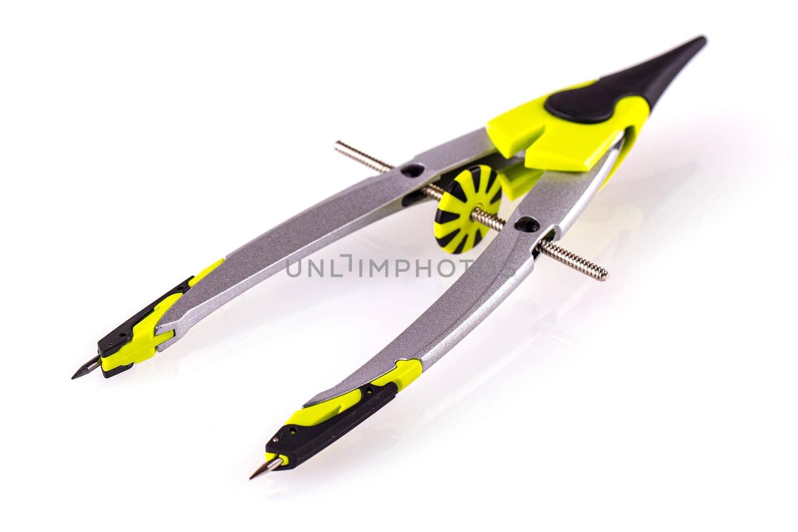 The color drawing compass on white background