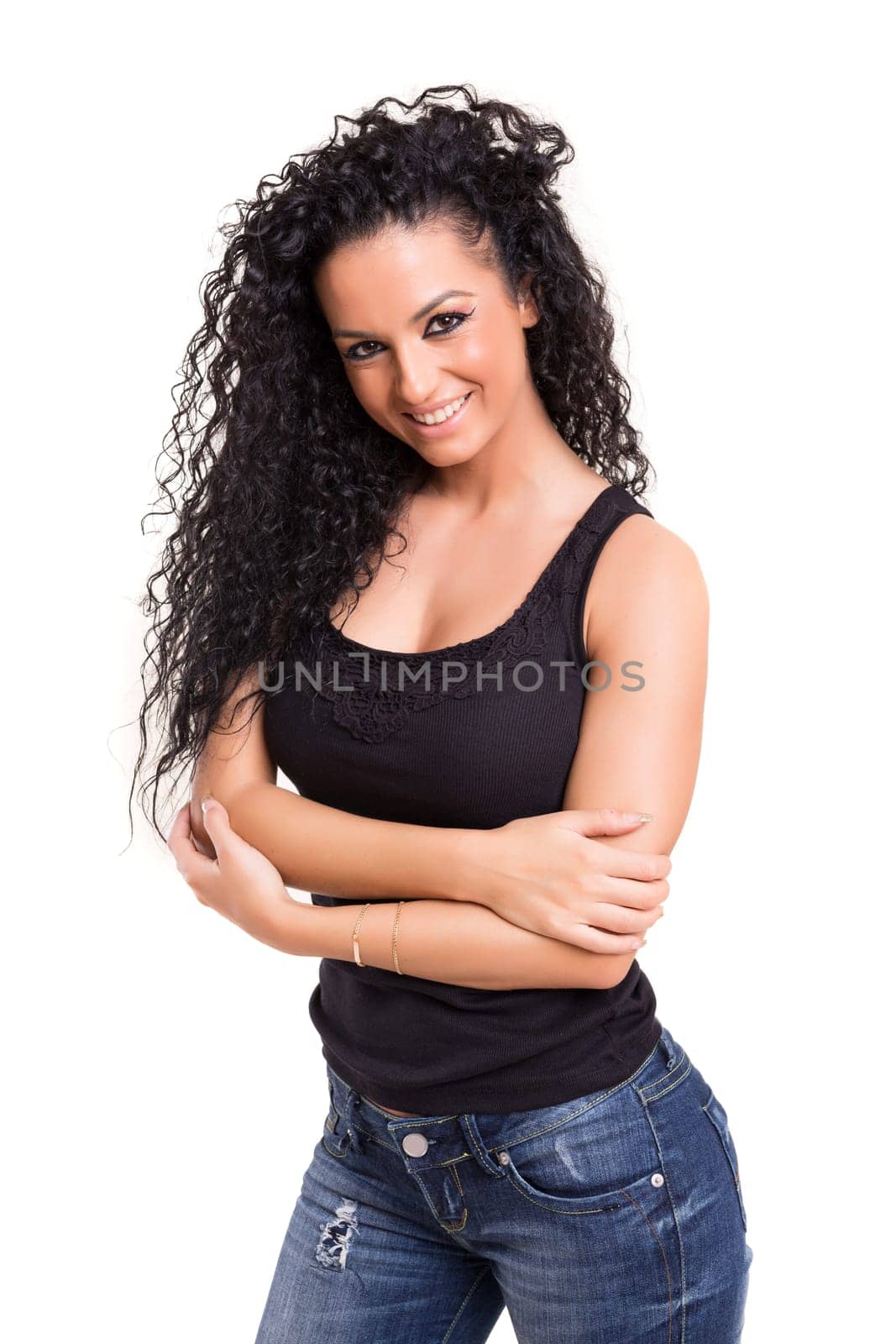 Studio shot of a beautiful young casual woman