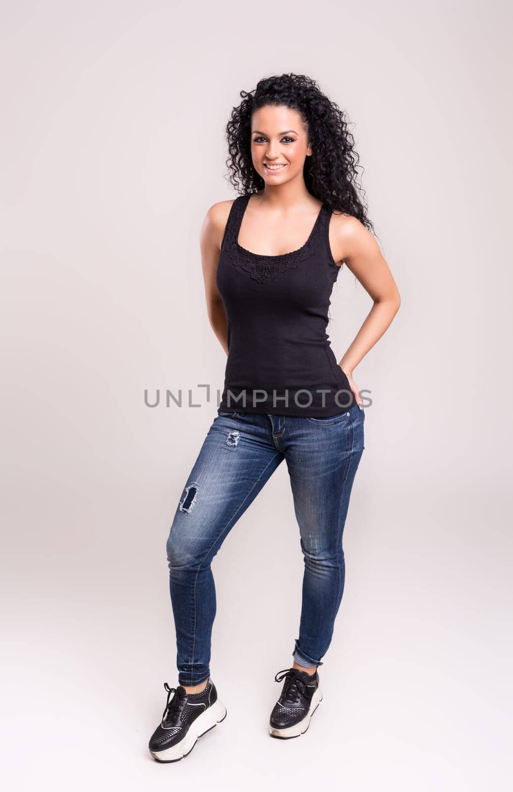 Studio shot of a beautiful young casual woman