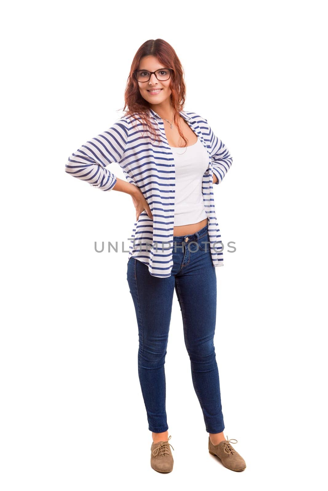 Studio shot of a beautiful young casual woman