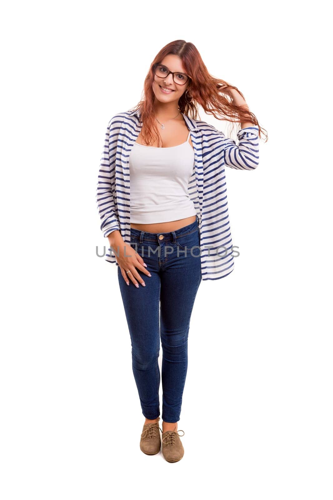 Studio shot of a beautiful young casual woman