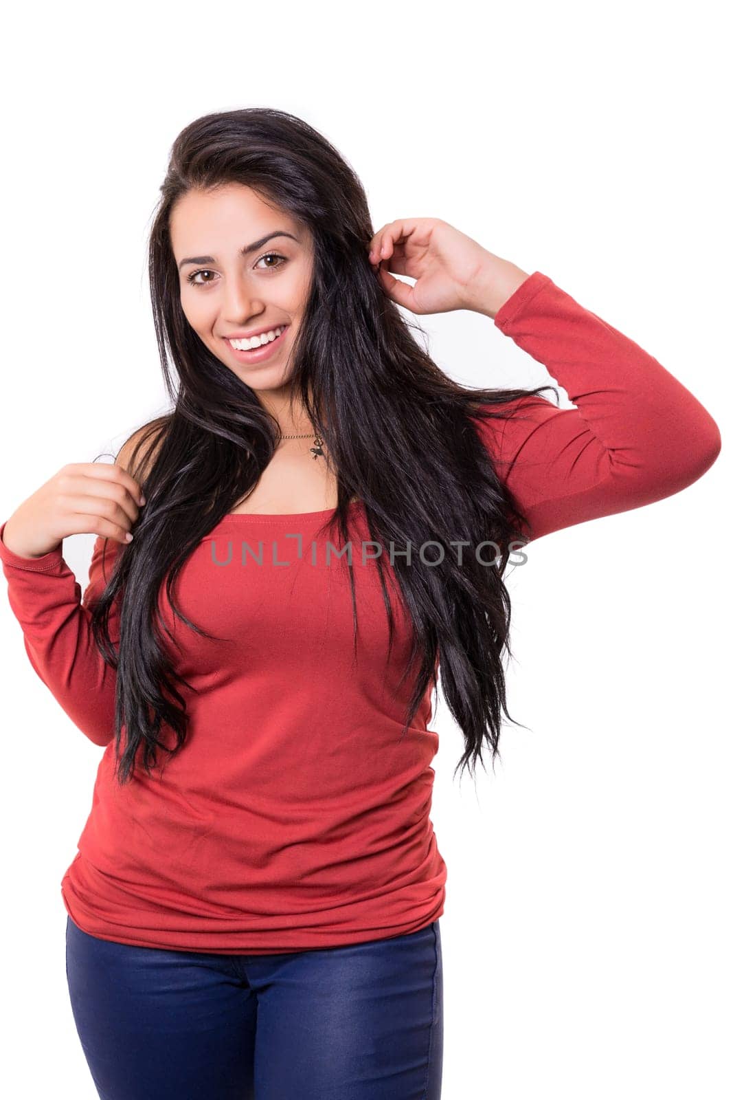 Studio shot of a beautiful young casual woman