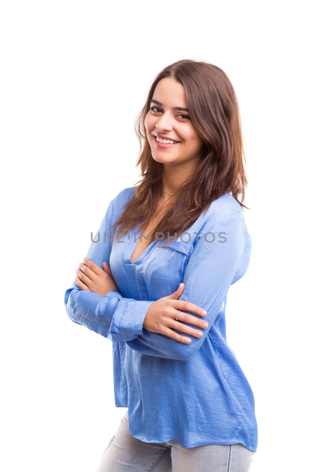 Studio shot of a beautiful young casual woman