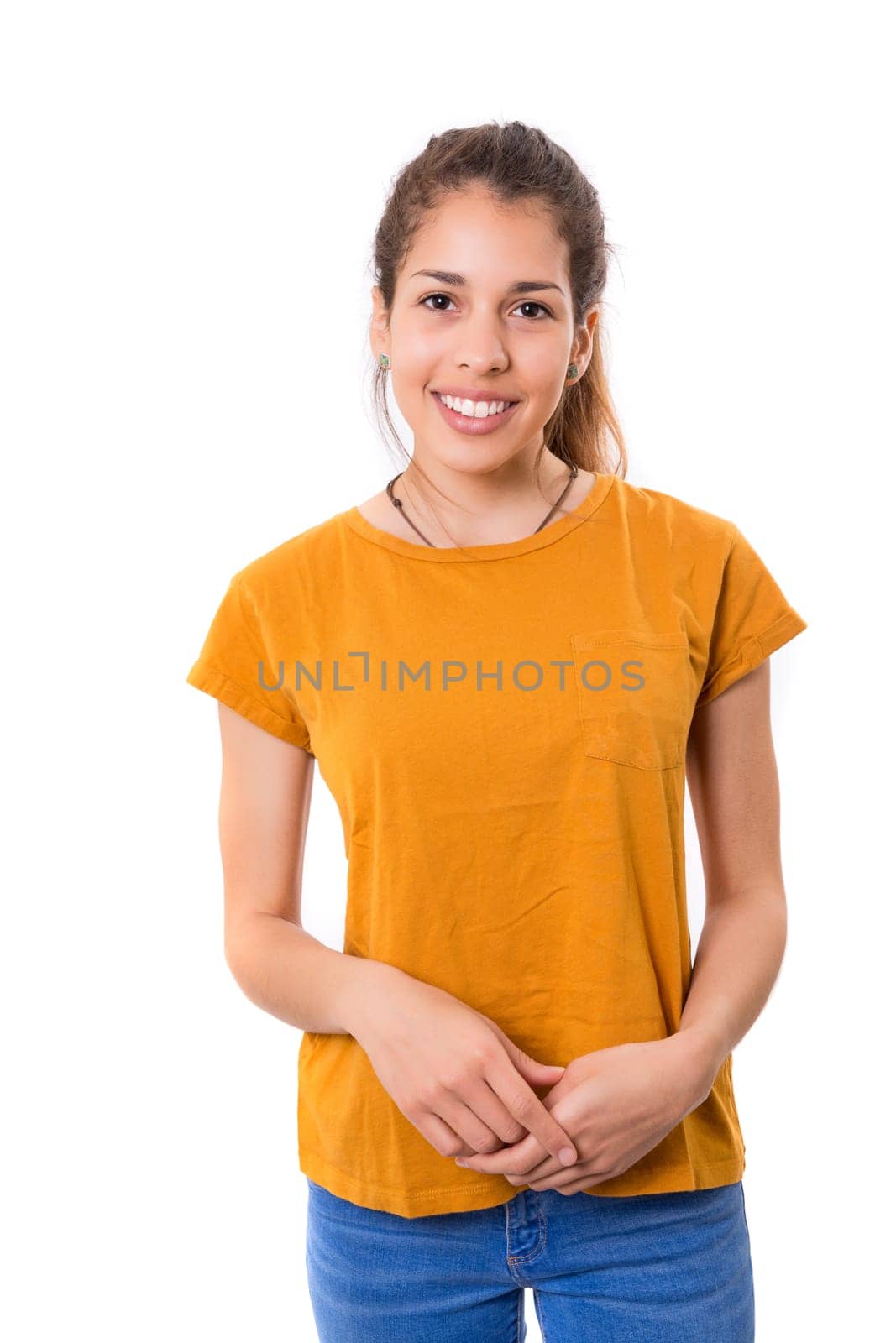 Studio shot of a beautiful young casual woman