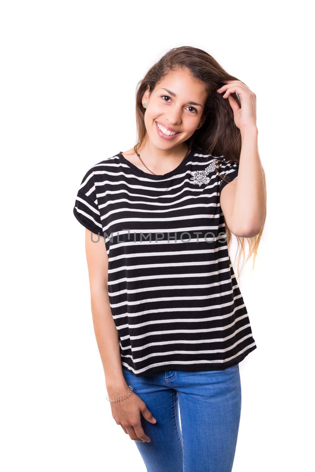 Studio shot of a beautiful young casual woman