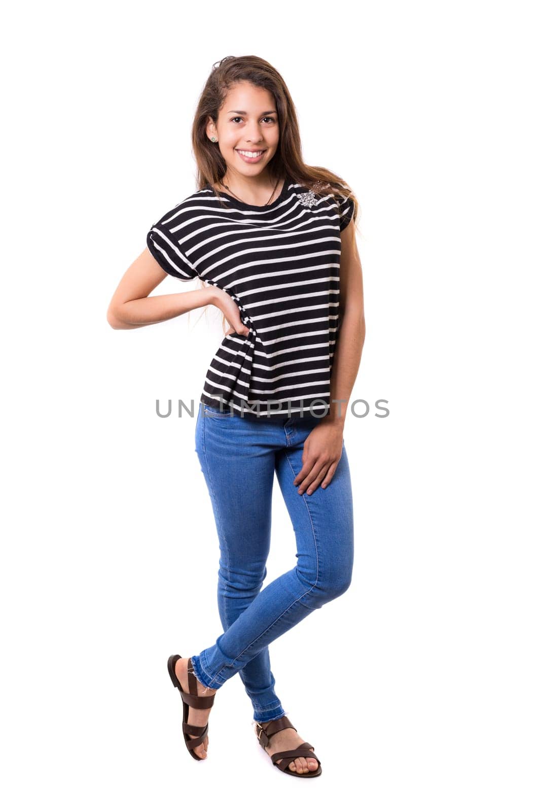 Studio shot of a beautiful young casual woman