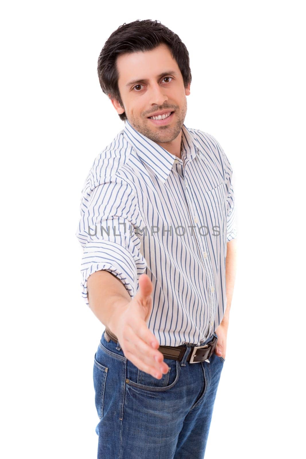 Young business man offering handshake
