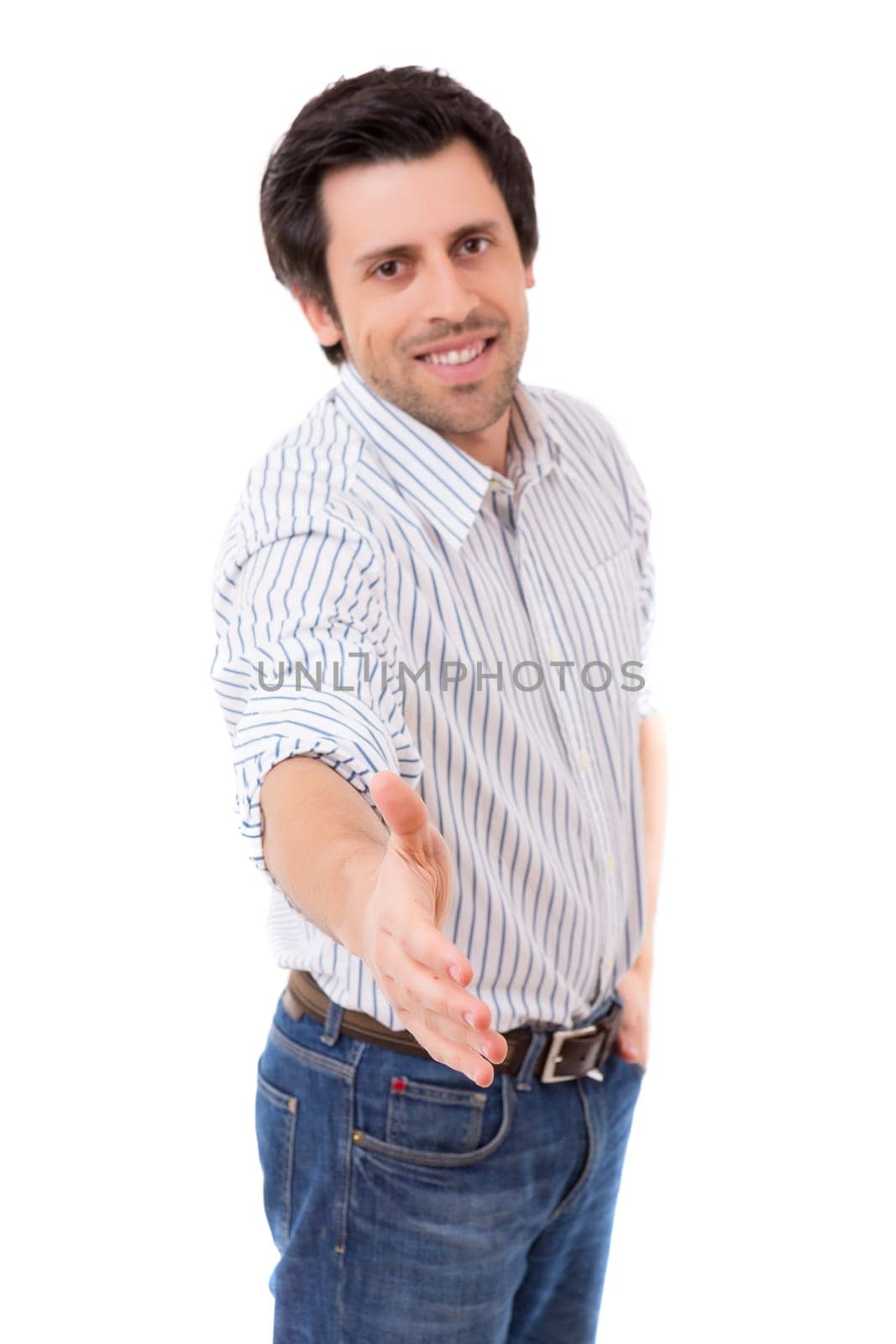 Young business man offering handshake