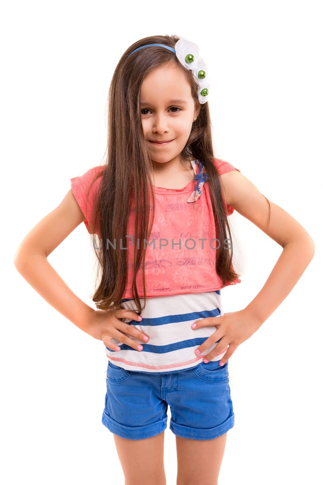 Studio shot of a mad young girl - isolated over white