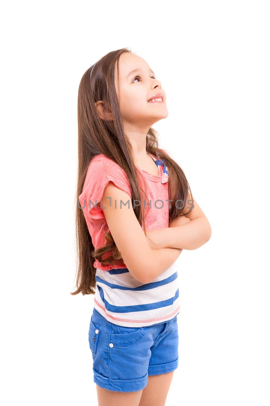 closeup image of a dreaming beautiful little girl