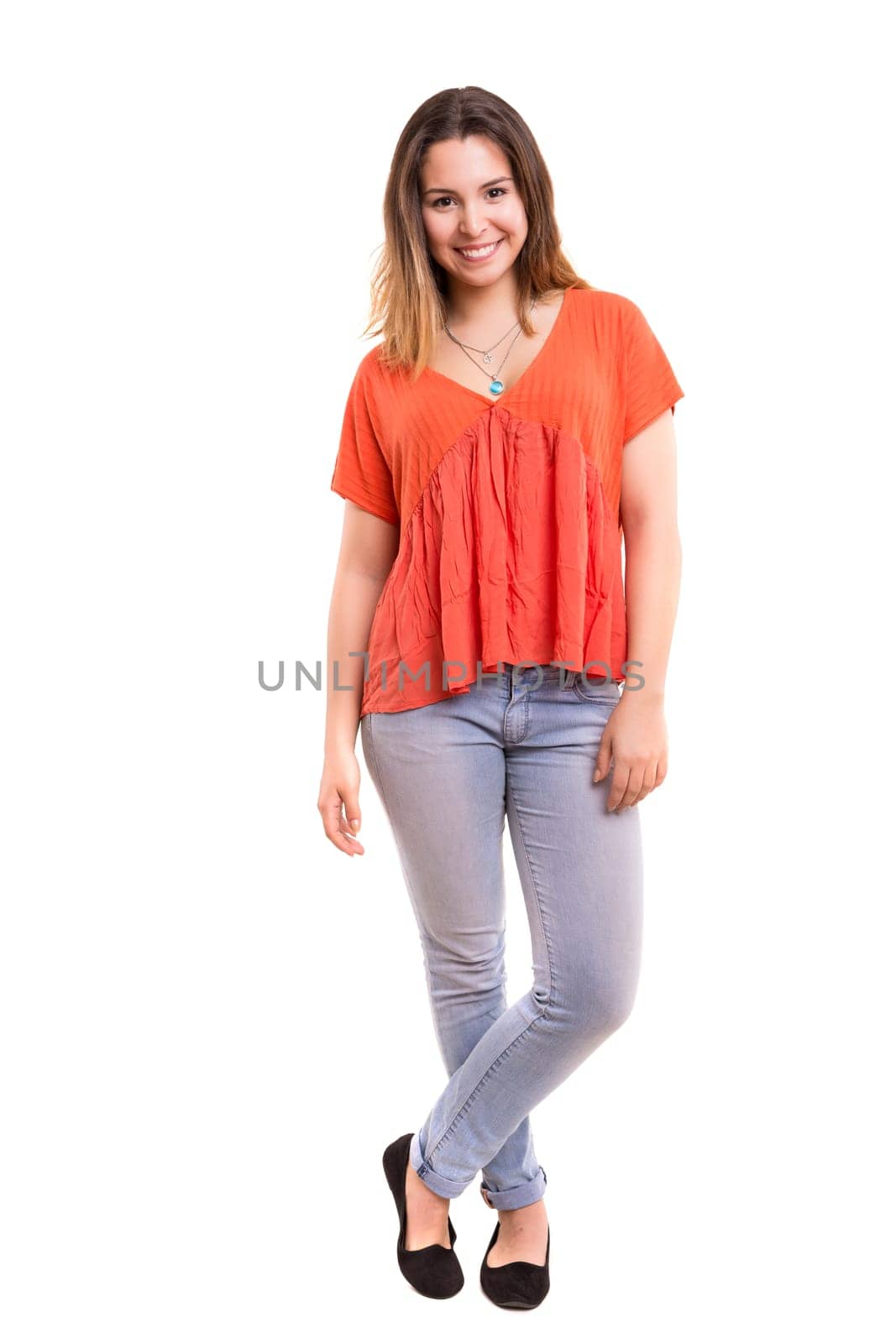 Studio shot of a beautiful young casual woman
