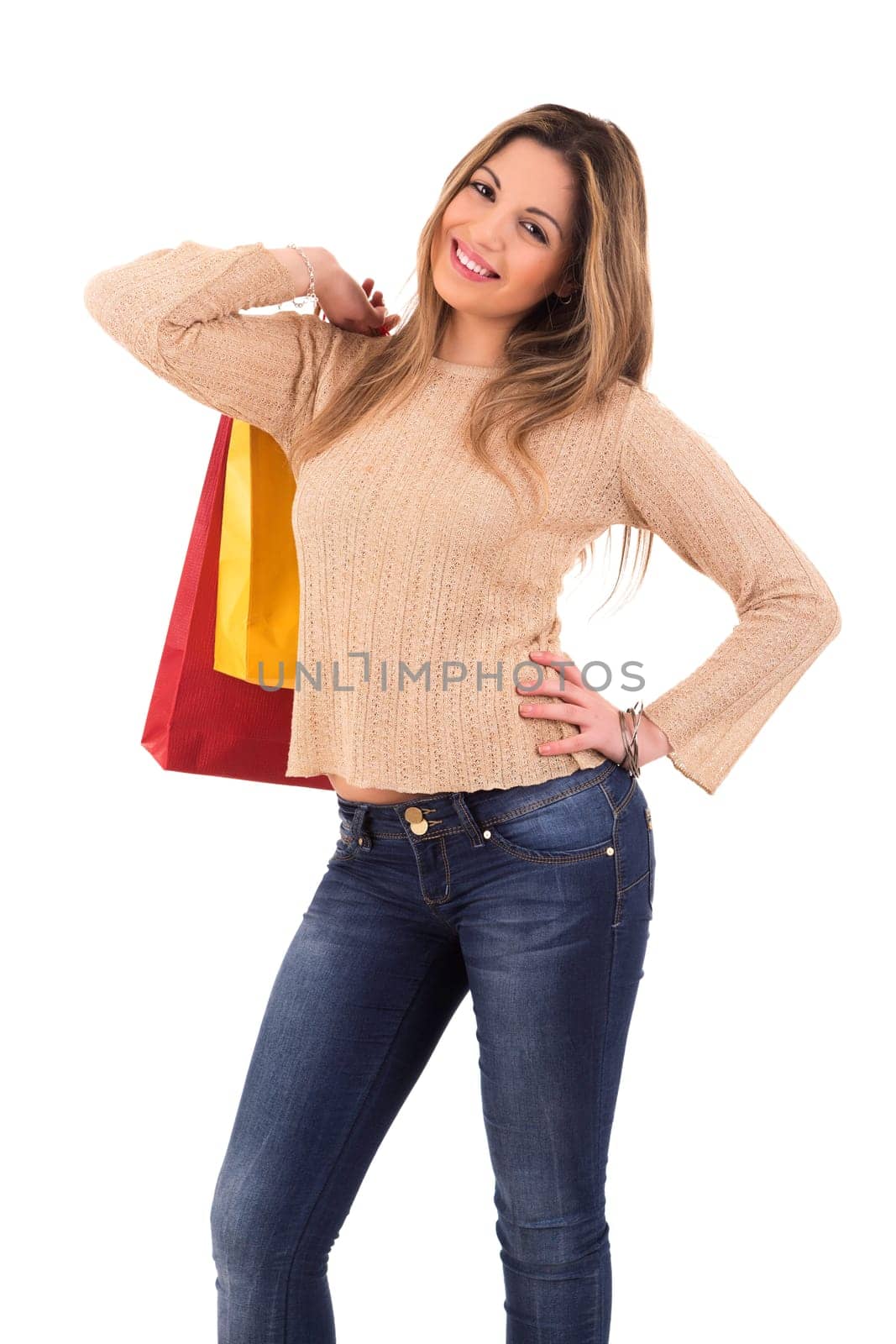 Young and beautiful woman with shopping bags