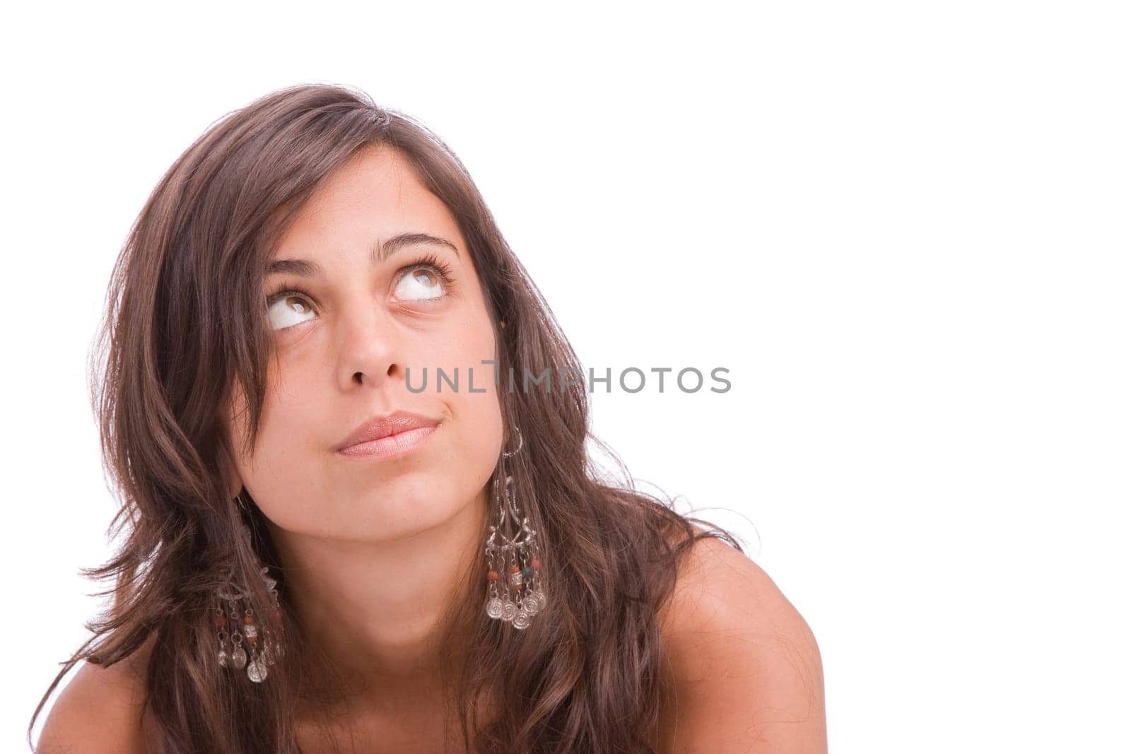 Young girl, full of dreams - isolated over white