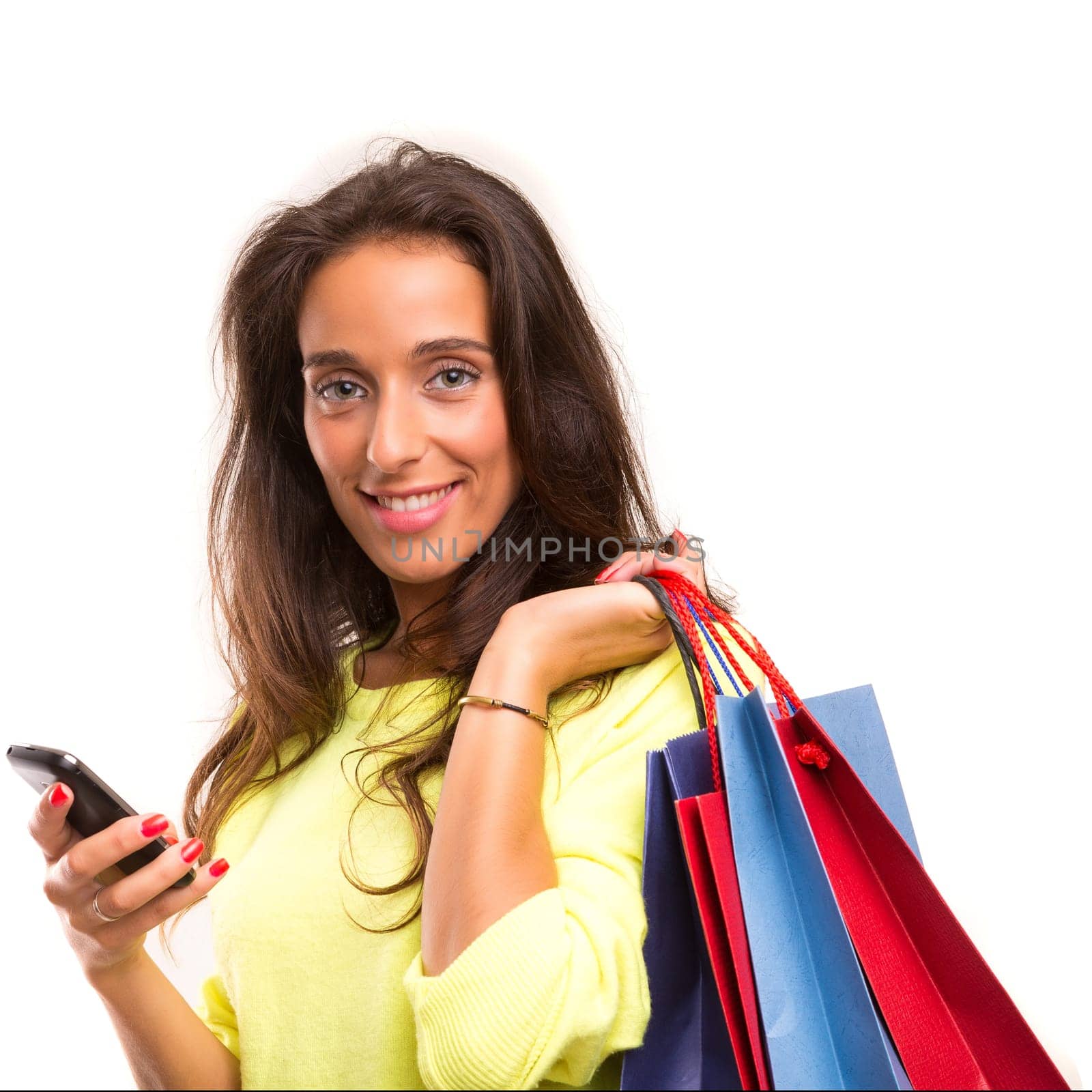 Happy beautiful woman with shopping bags