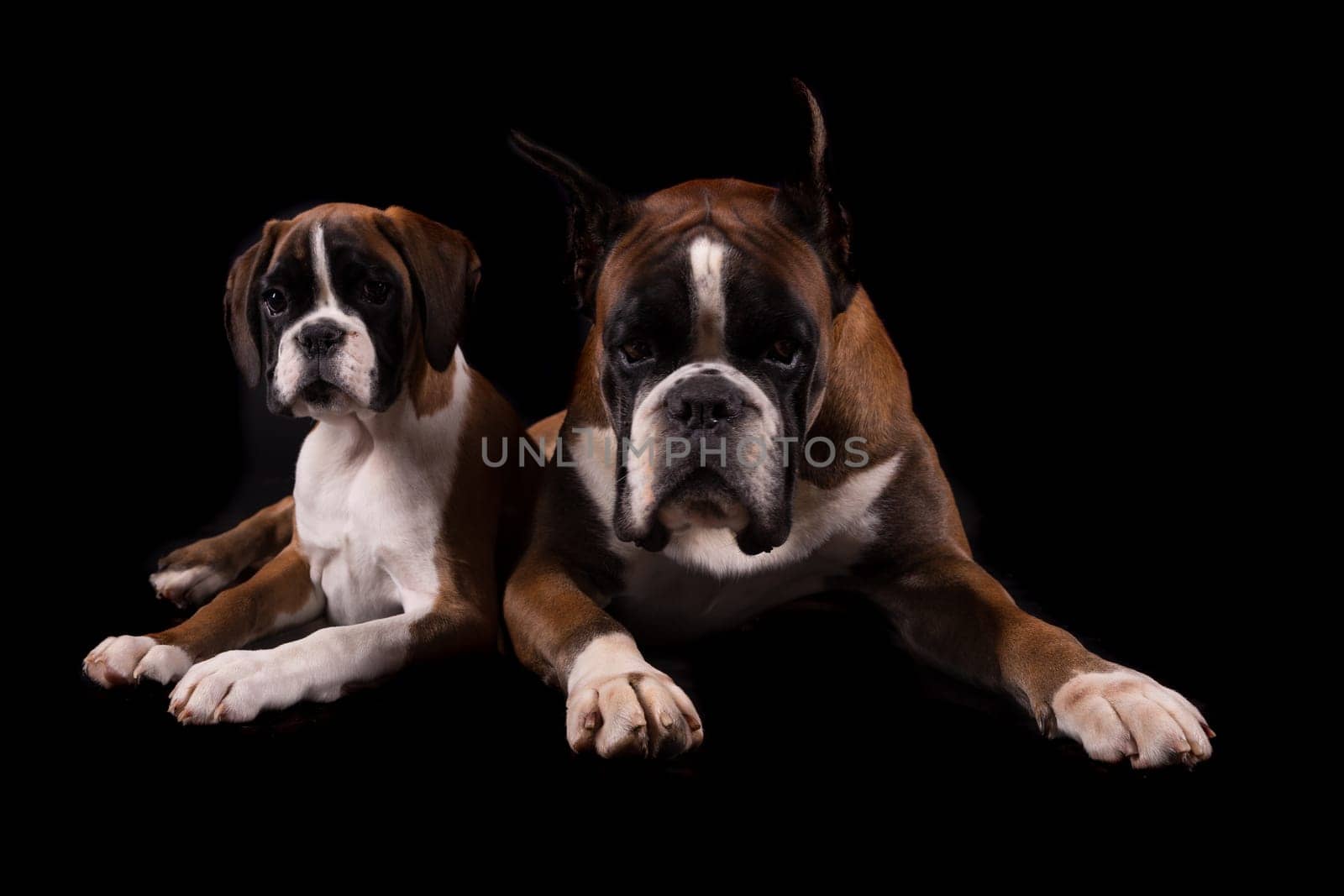 Awesome looking german boxers posing isolated in studio