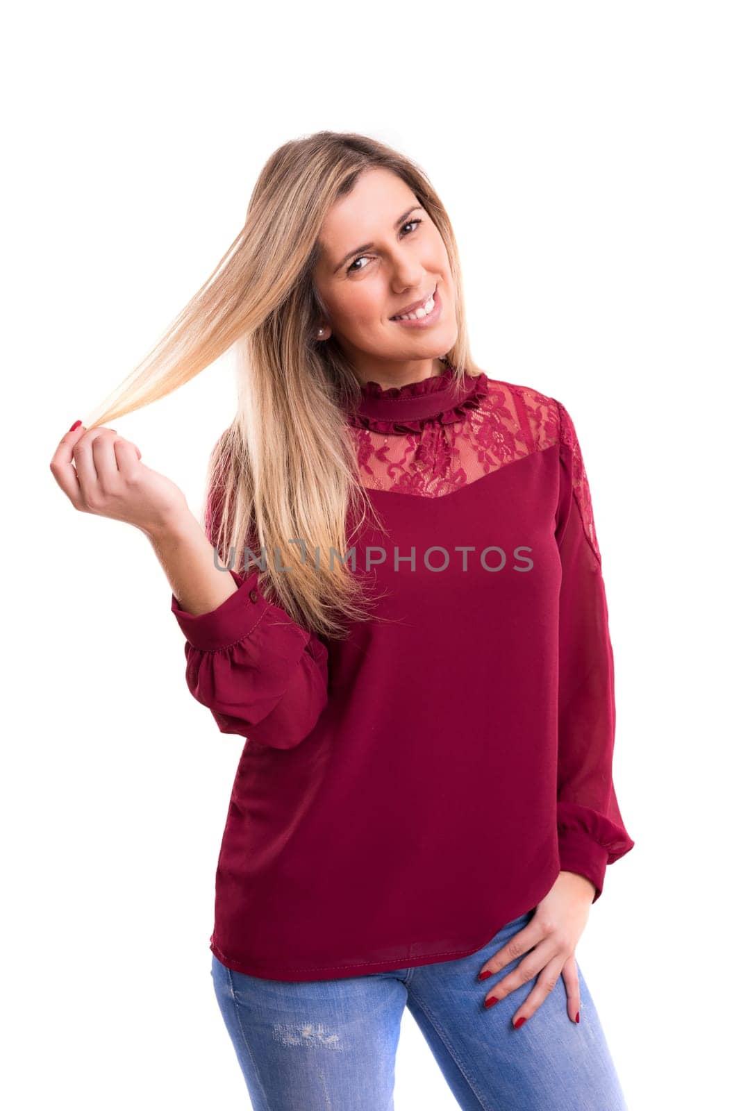 Studio shot of a beautiful young casual woman