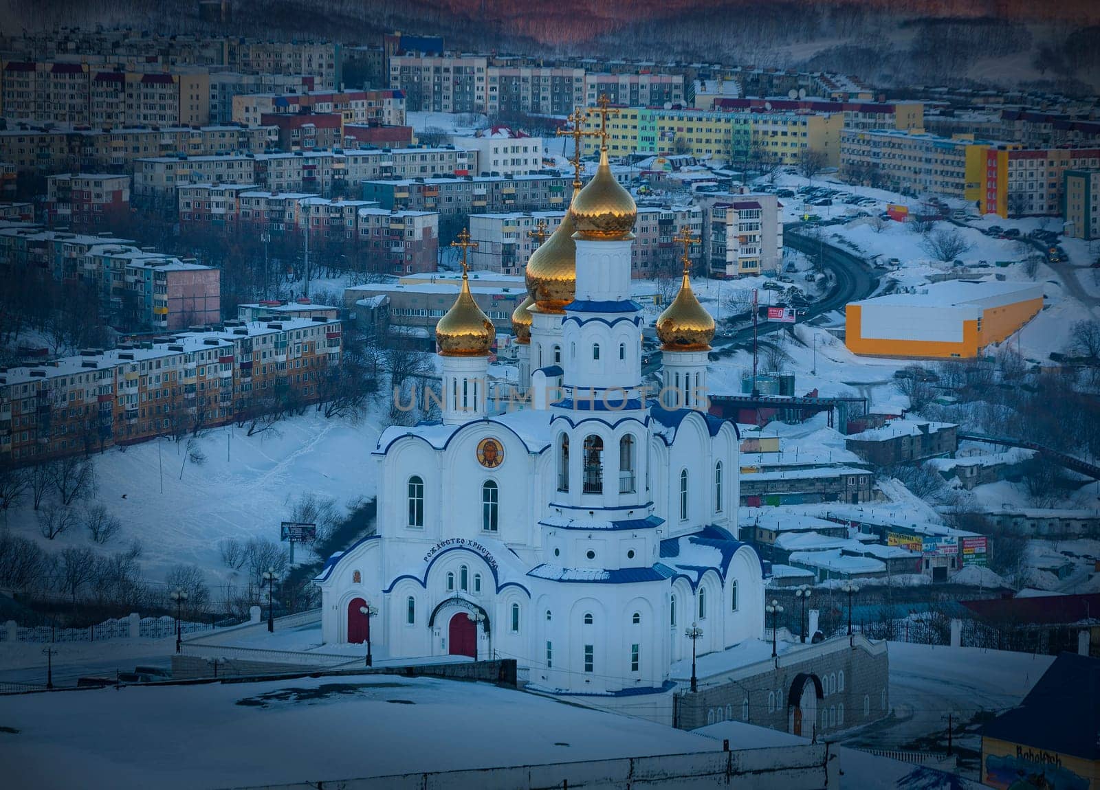 Kamchatka, Russia - 7 jan 2019: View of the church in Petropavlovsk-Kamchatskiy, Russia