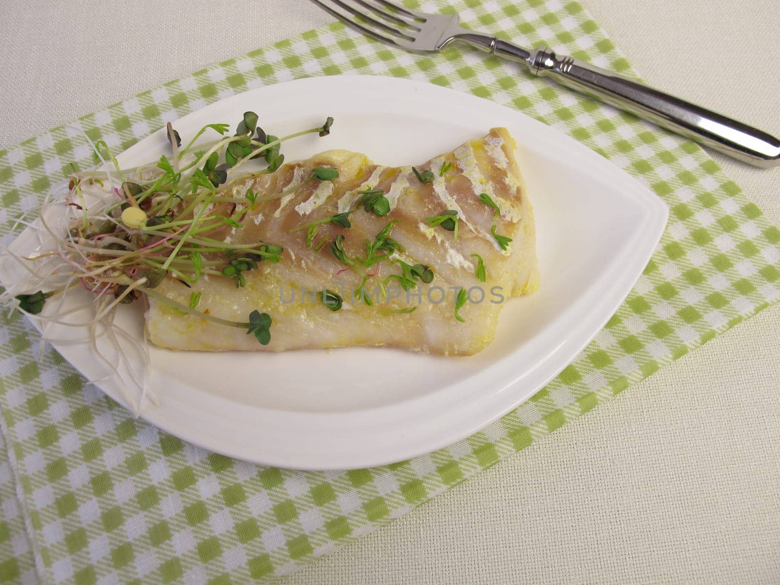 Cod fillet with sprout vegetables