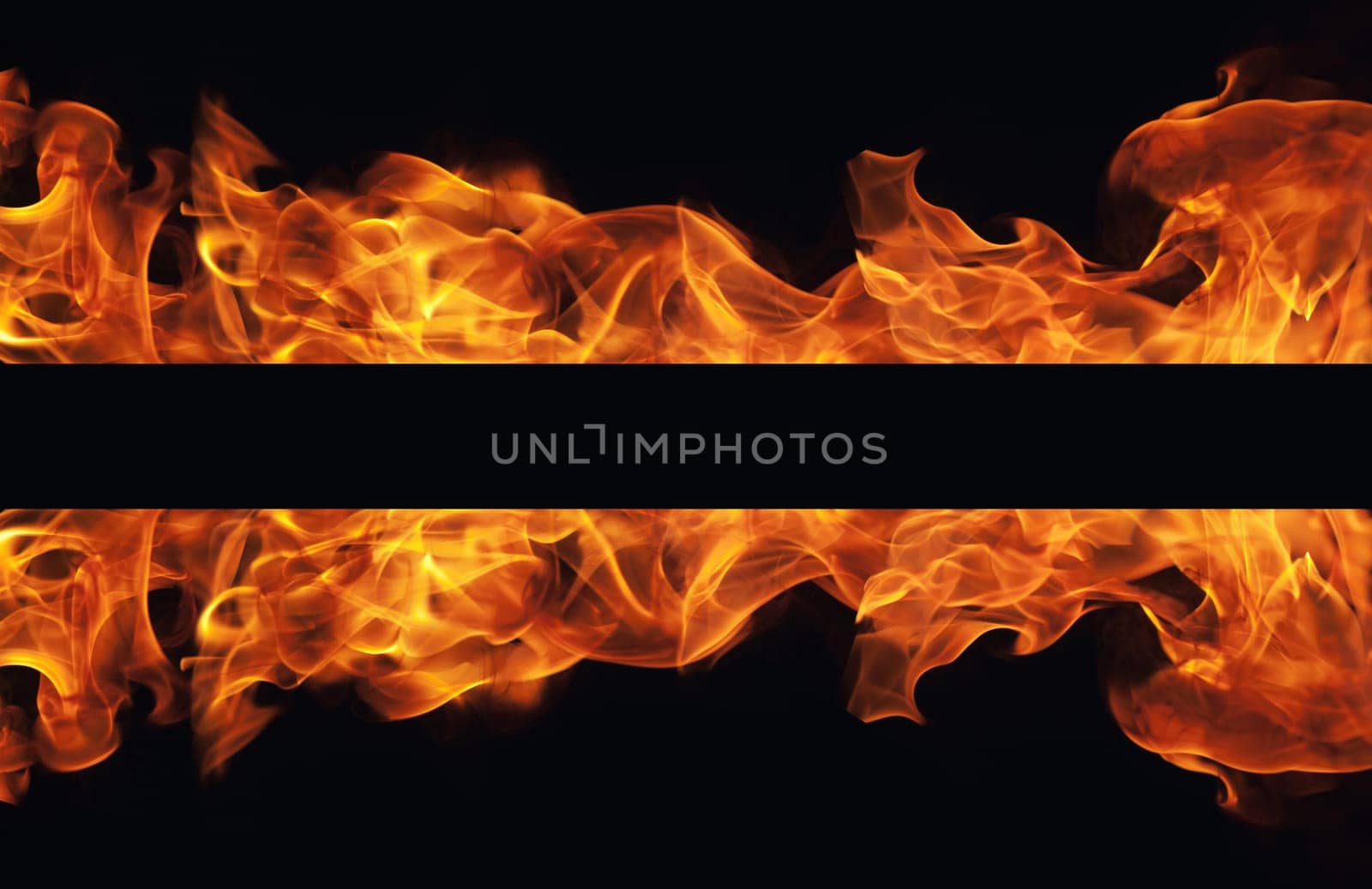 burning fire flame frame on black background