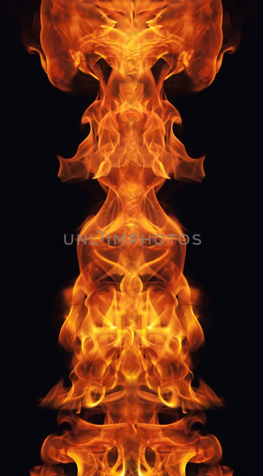 burning fire flame on black background