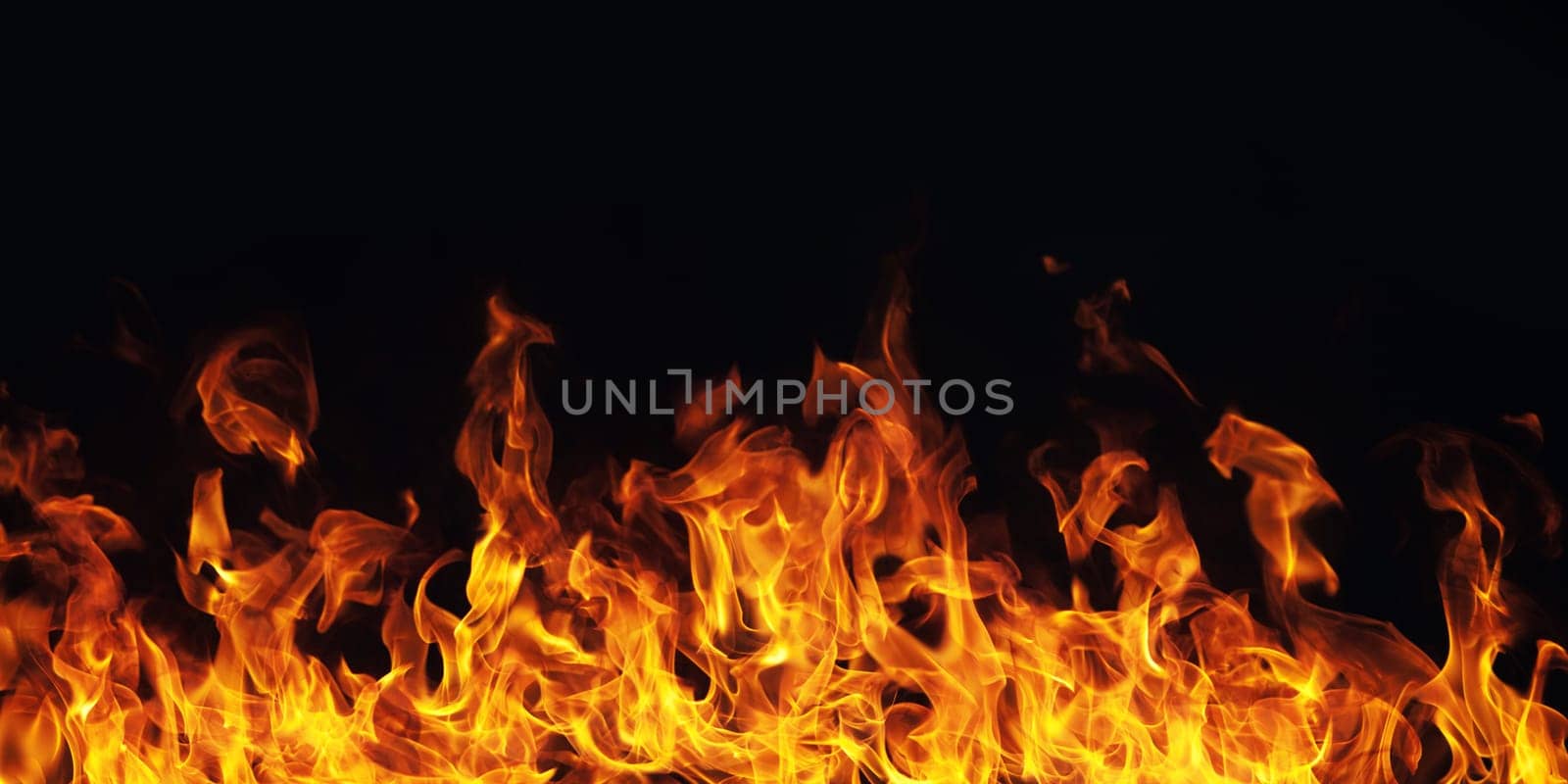burning fire flame on black background