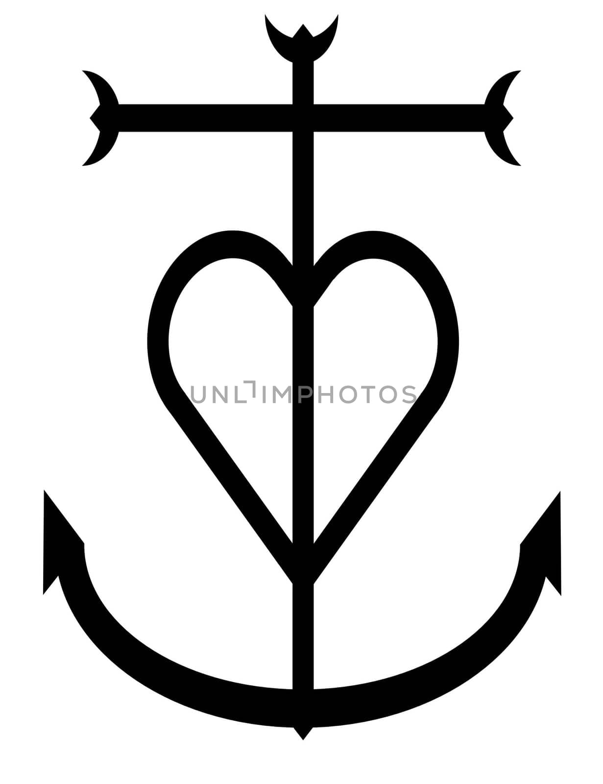 Black camargue cross isolated in white backround
